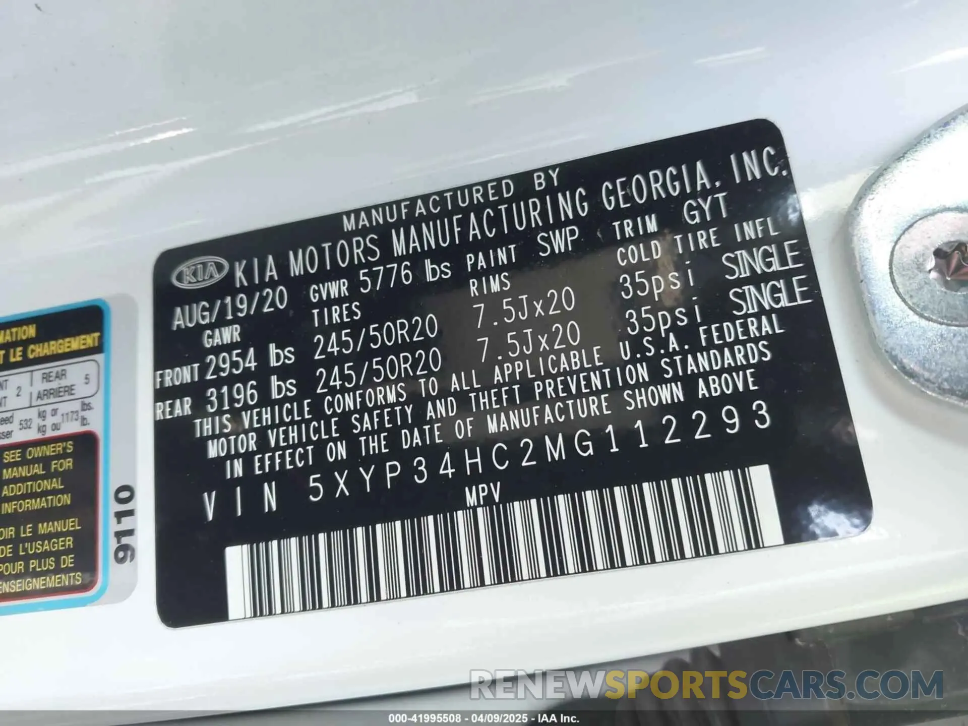 9 Photograph of a damaged car 5XYP34HC2MG112293 KIA TELLURIDE 2021