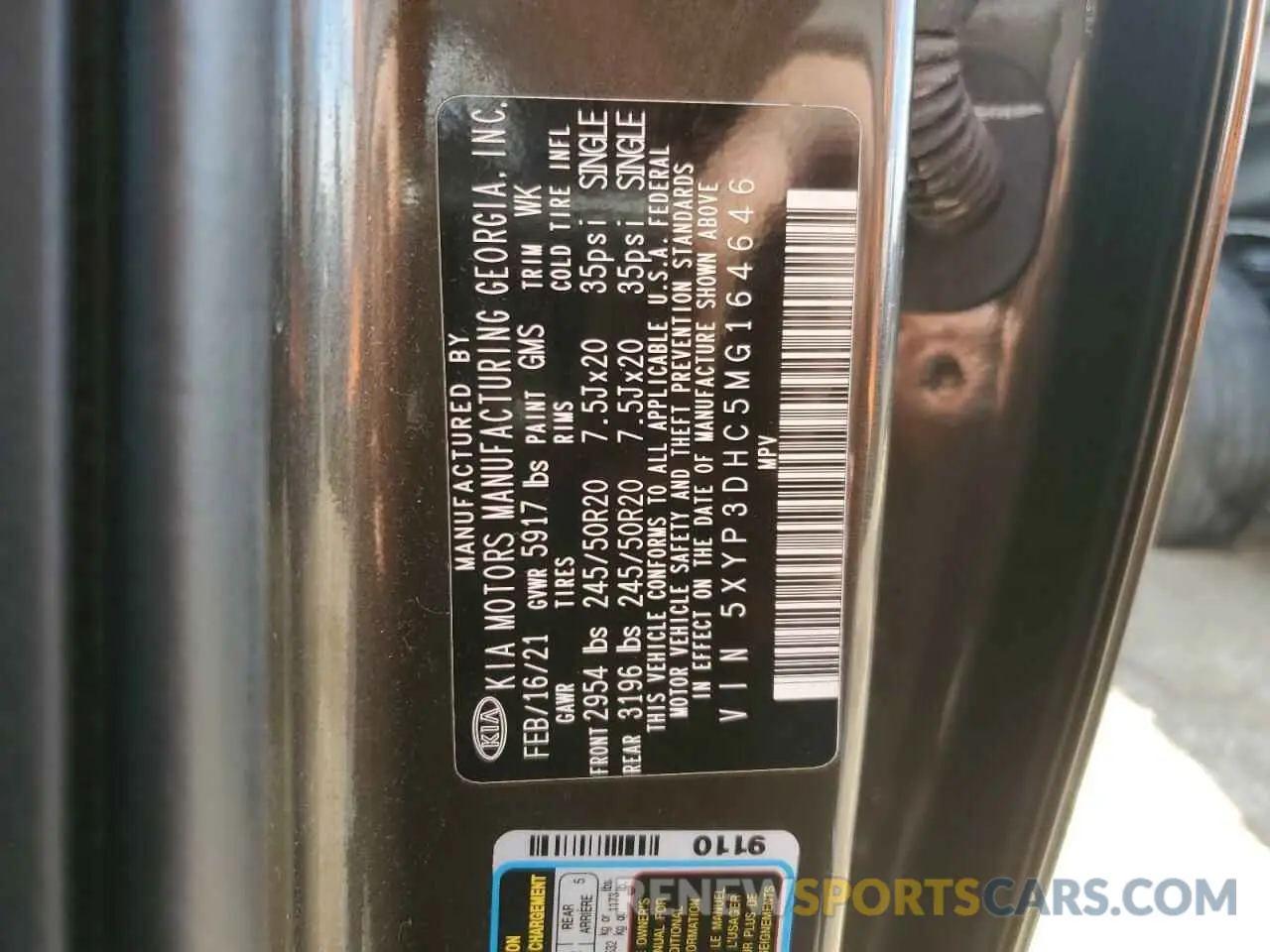 12 Photograph of a damaged car 5XYP3DHC5MG164646 KIA TELLURIDE 2021