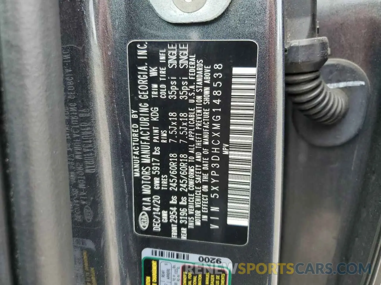 13 Photograph of a damaged car 5XYP3DHCXMG148538 KIA TELLURIDE 2021