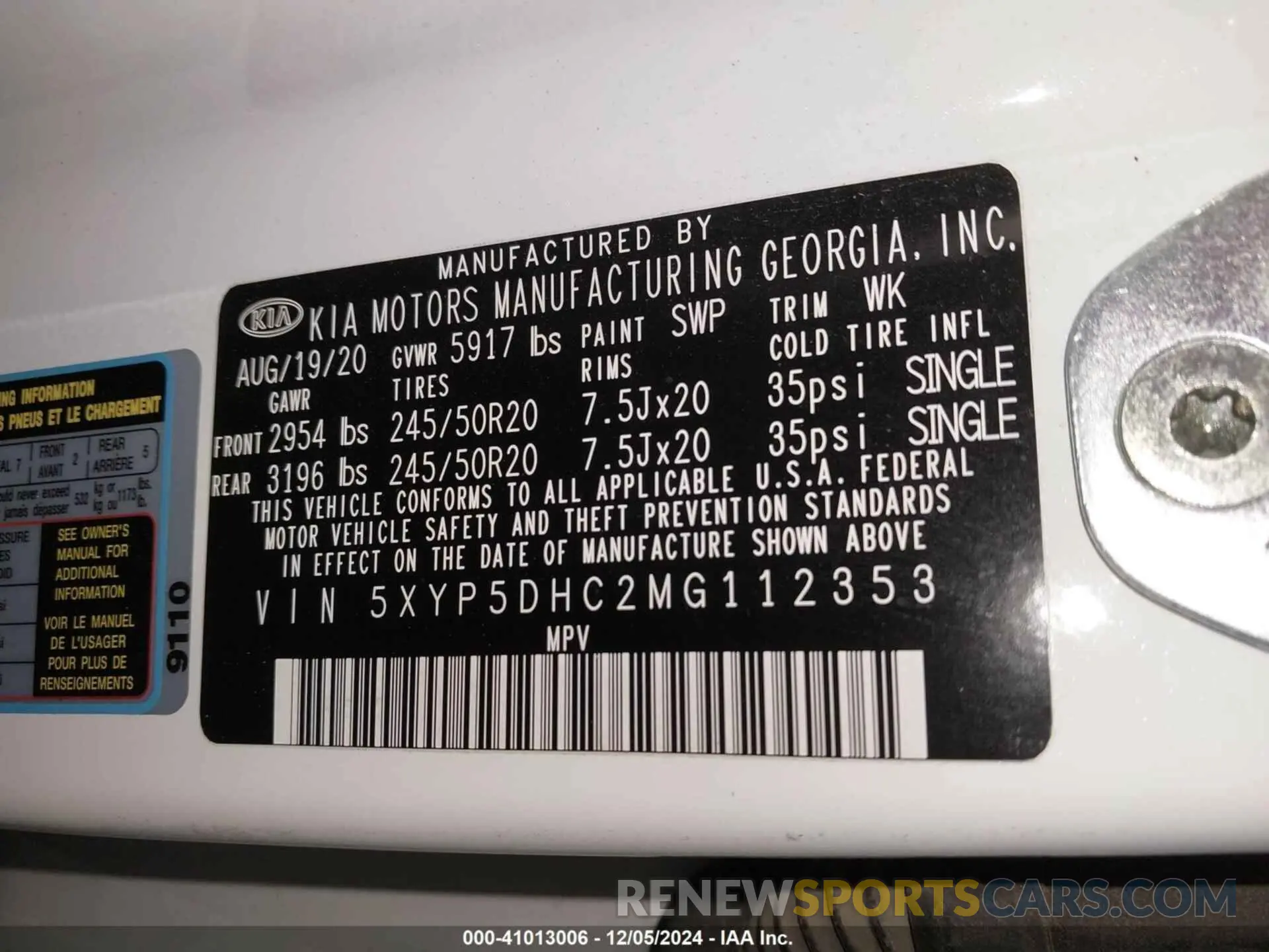 9 Photograph of a damaged car 5XYP5DHC2MG112353 KIA TELLURIDE 2021