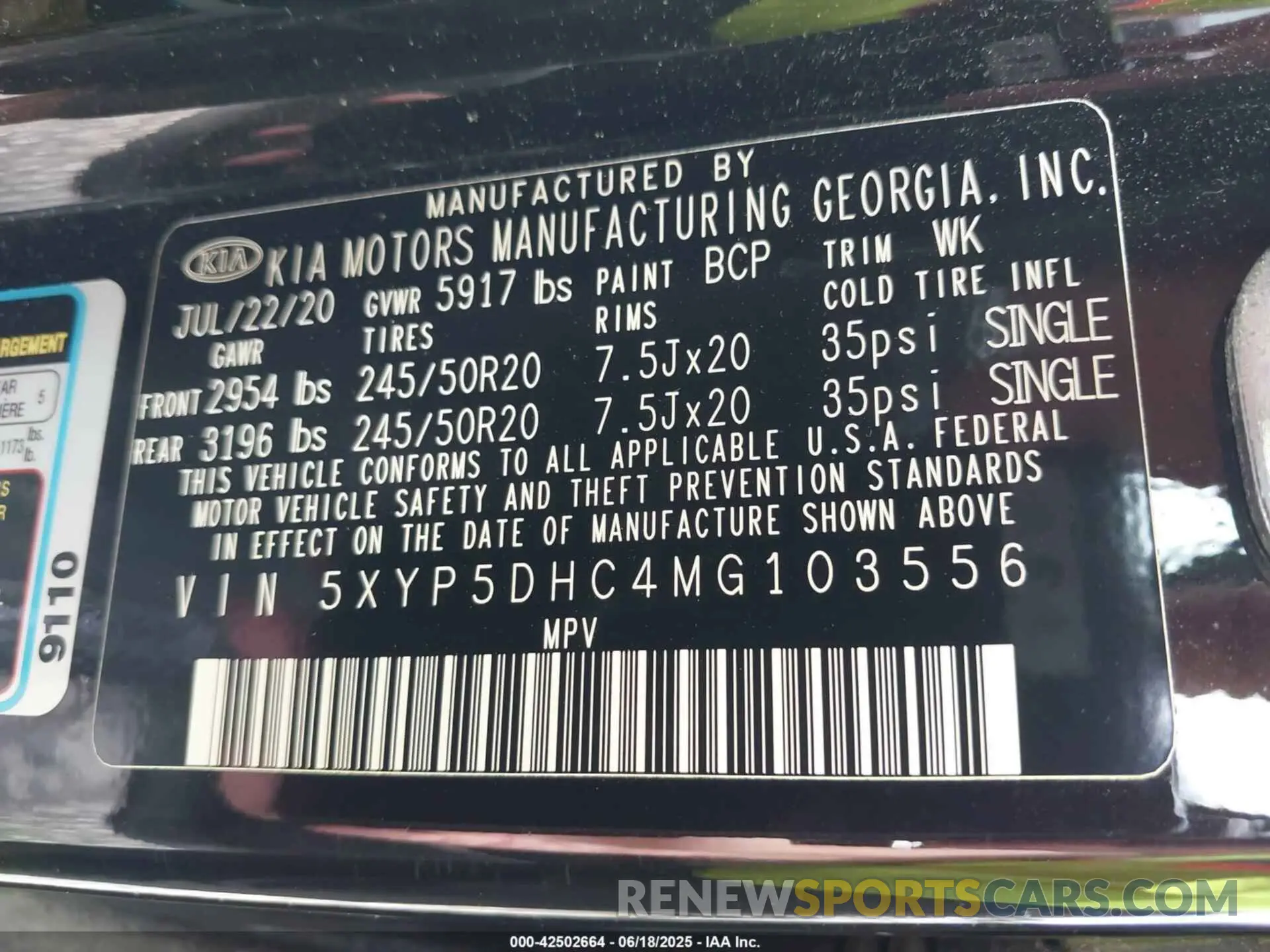 9 Photograph of a damaged car 5XYP5DHC4MG103556 KIA TELLURIDE 2021