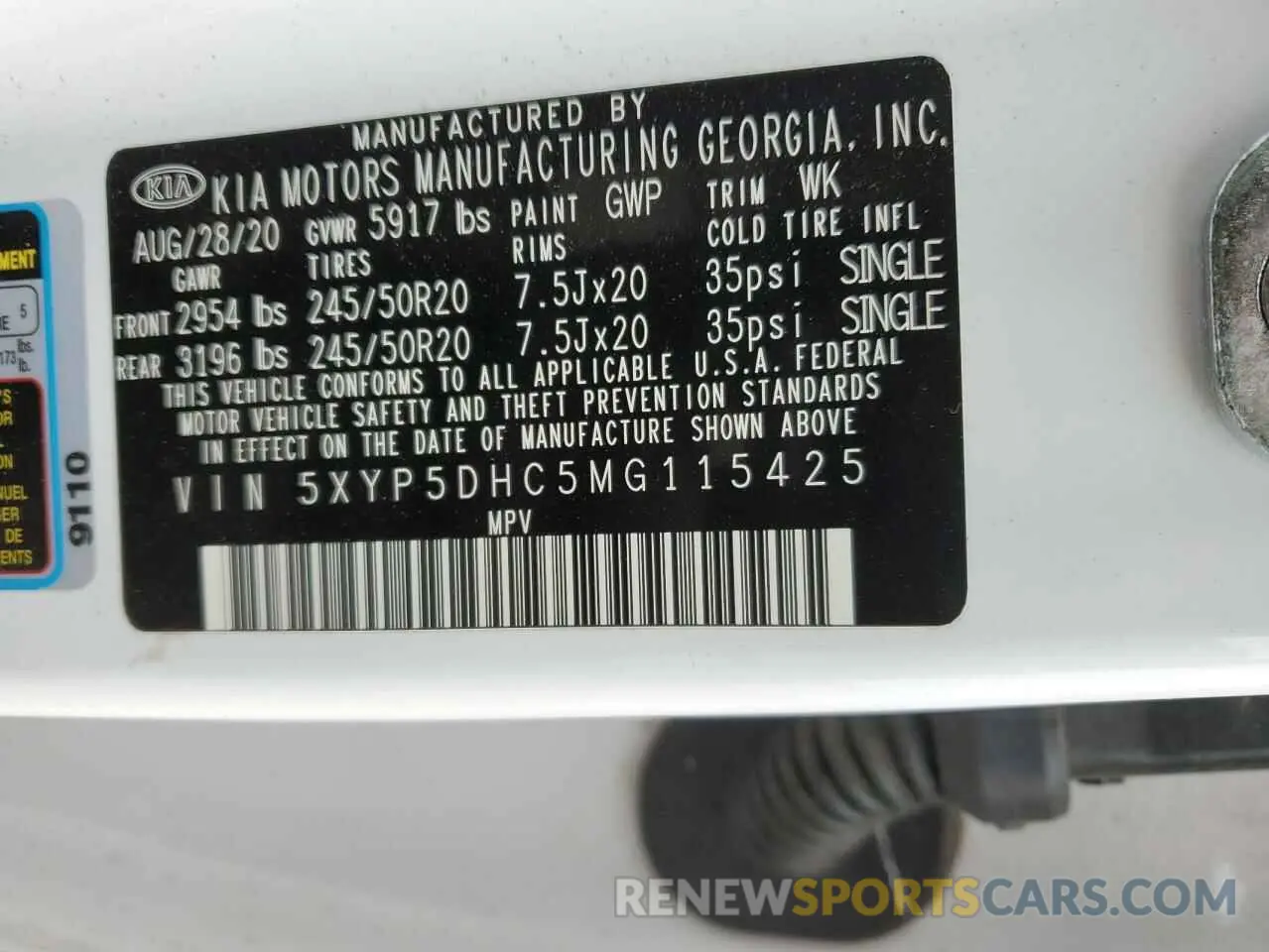 13 Photograph of a damaged car 5XYP5DHC5MG115425 KIA TELLURIDE 2021
