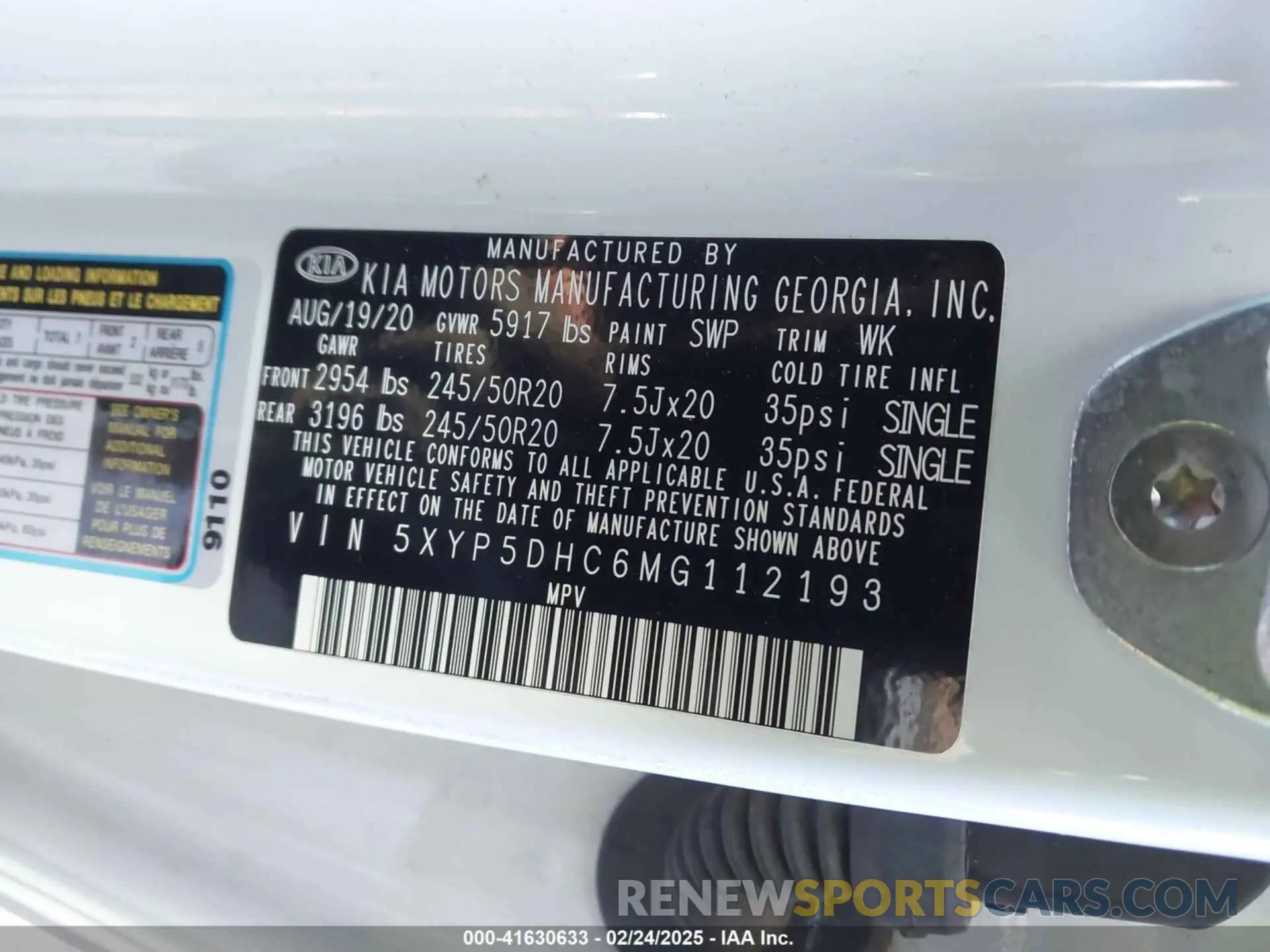9 Photograph of a damaged car 5XYP5DHC6MG112193 KIA TELLURIDE 2021