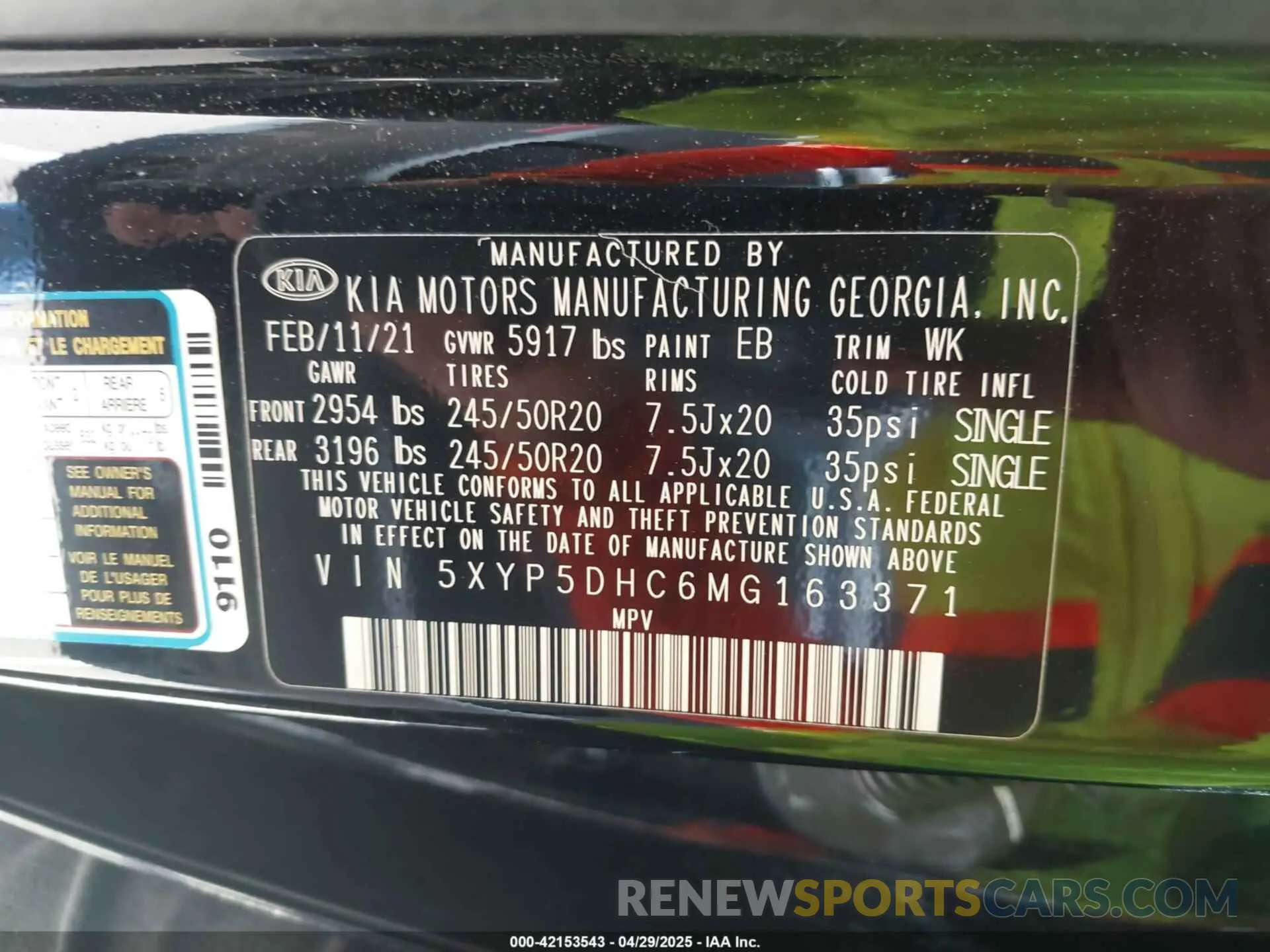 9 Photograph of a damaged car 5XYP5DHC6MG163371 KIA TELLURIDE 2021