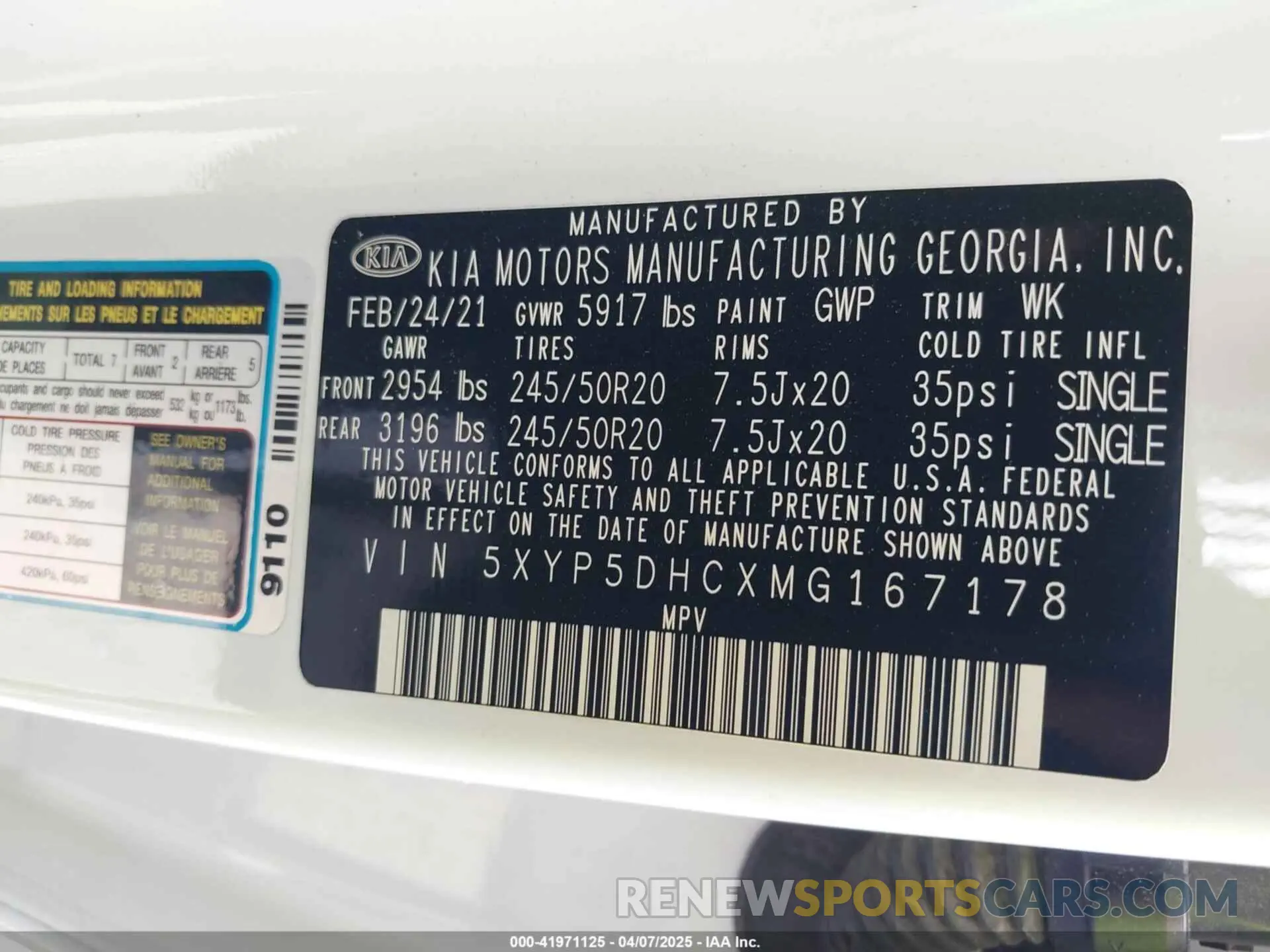9 Photograph of a damaged car 5XYP5DHCXMG167178 KIA TELLURIDE 2021