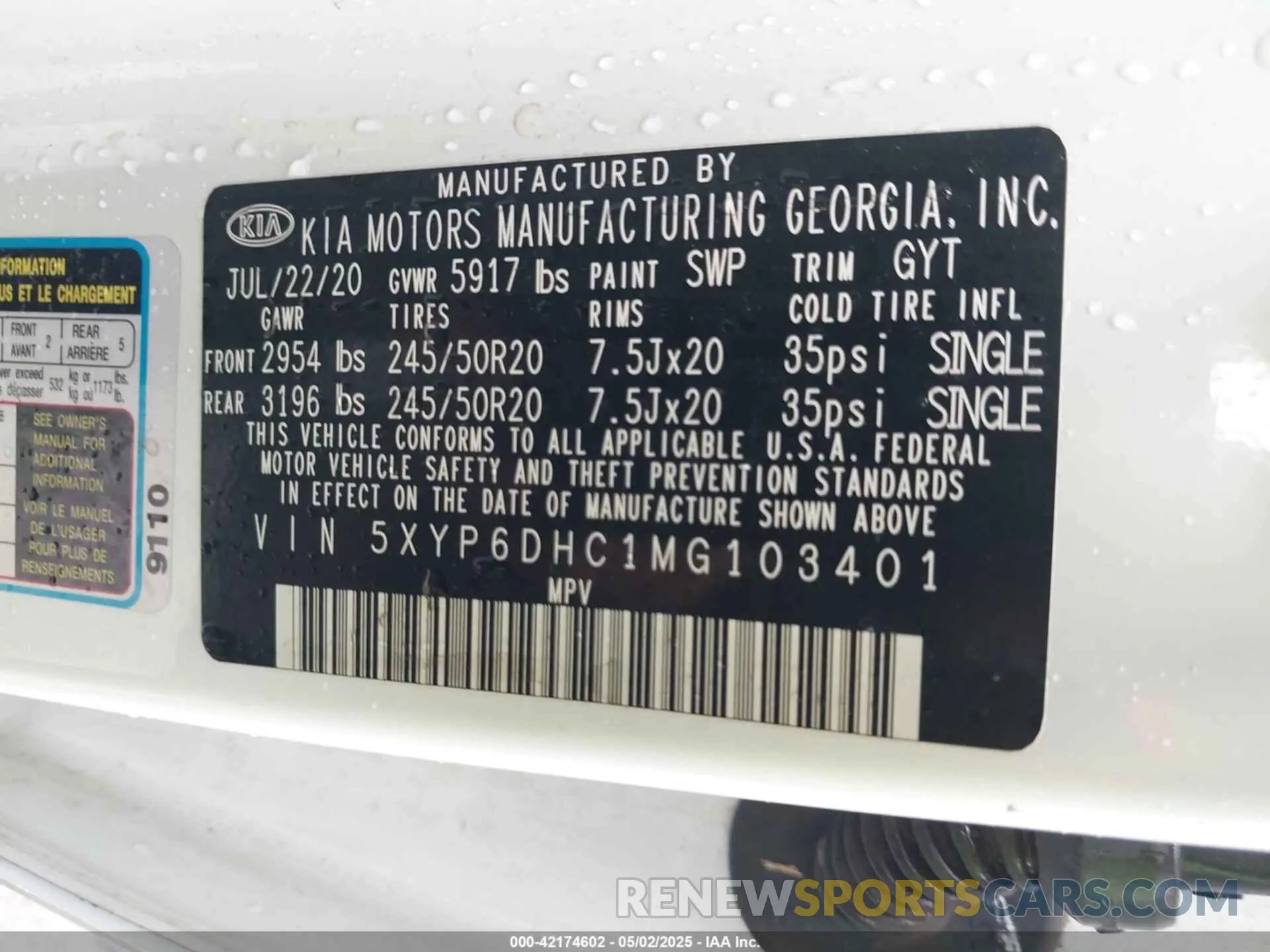 9 Photograph of a damaged car 5XYP6DHC1MG103401 KIA TELLURIDE 2021