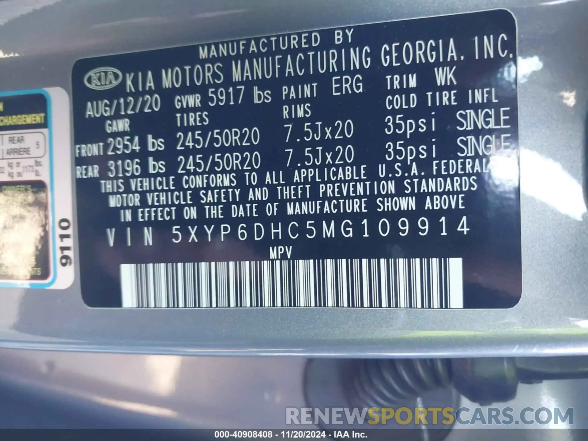 9 Photograph of a damaged car 5XYP6DHC5MG109914 KIA TELLURIDE 2021