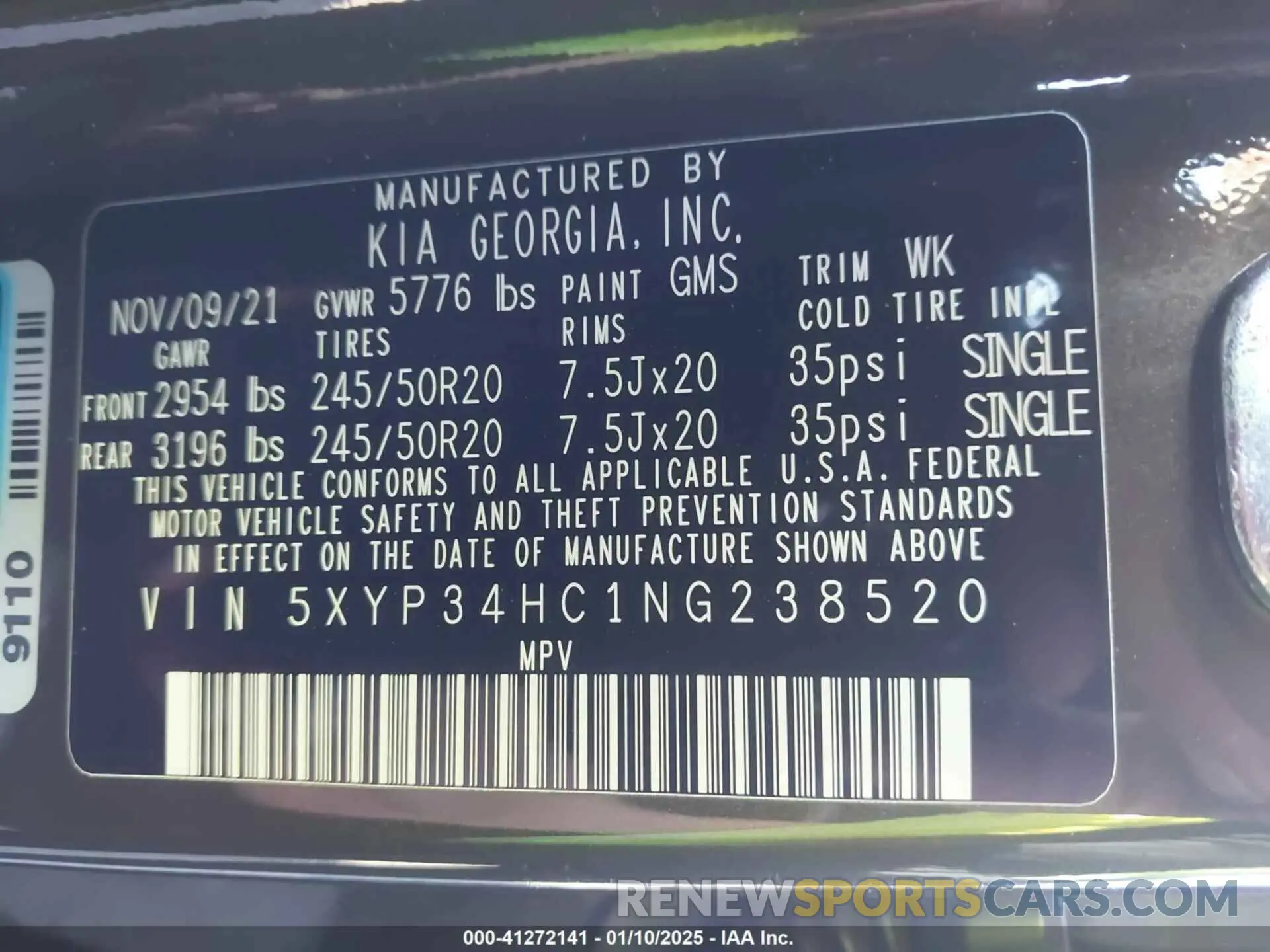 9 Photograph of a damaged car 5XYP34HC1NG238520 KIA TELLURIDE 2022