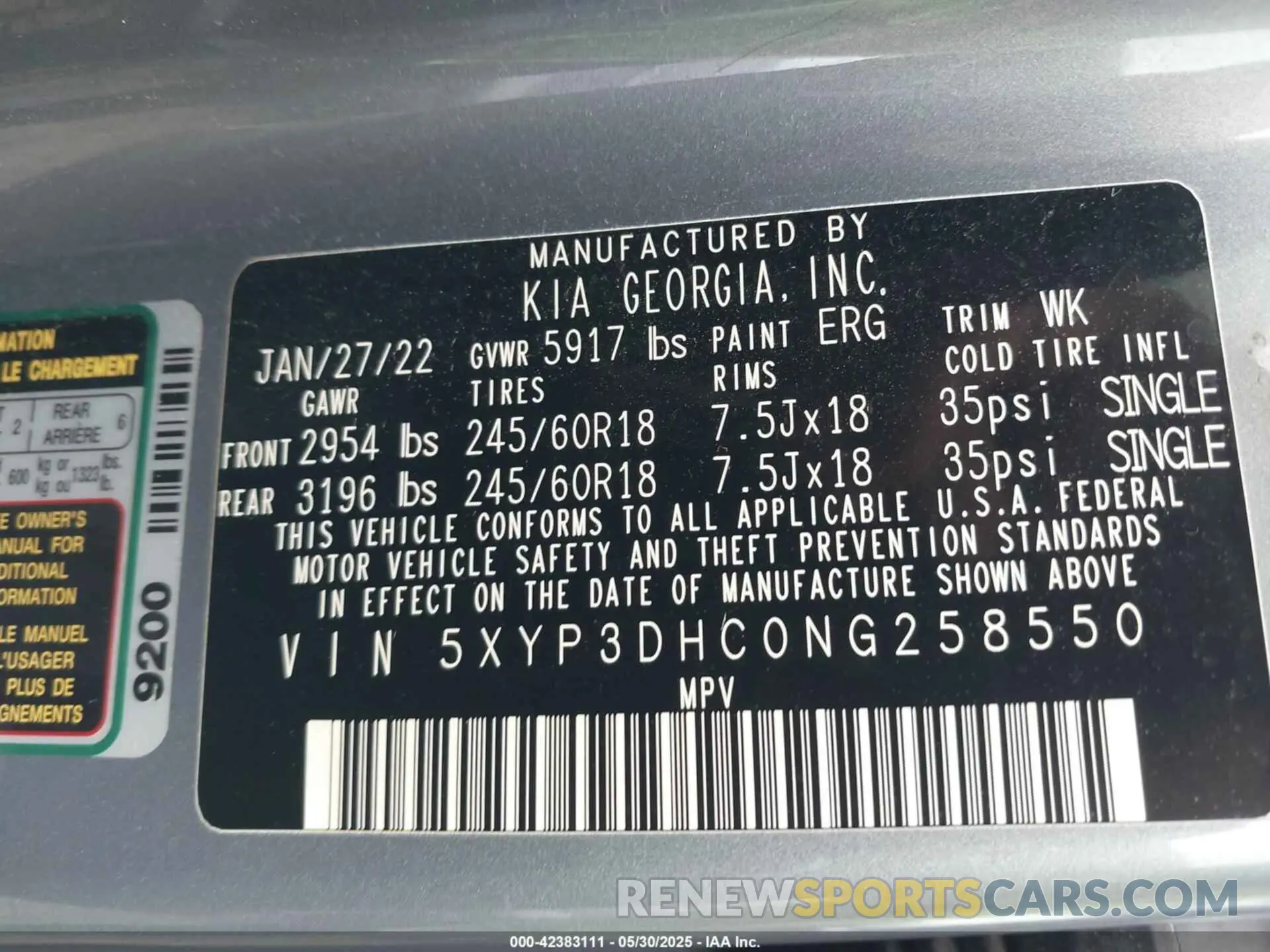 9 Photograph of a damaged car 5XYP3DHC0NG258550 KIA TELLURIDE 2022