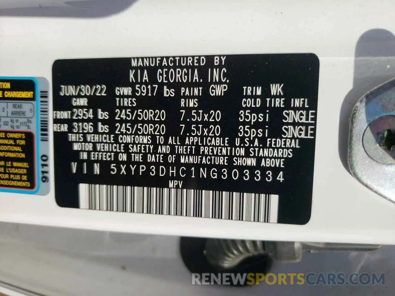 13 Photograph of a damaged car 5XYP3DHC1NG303334 KIA TELLURIDE 2022