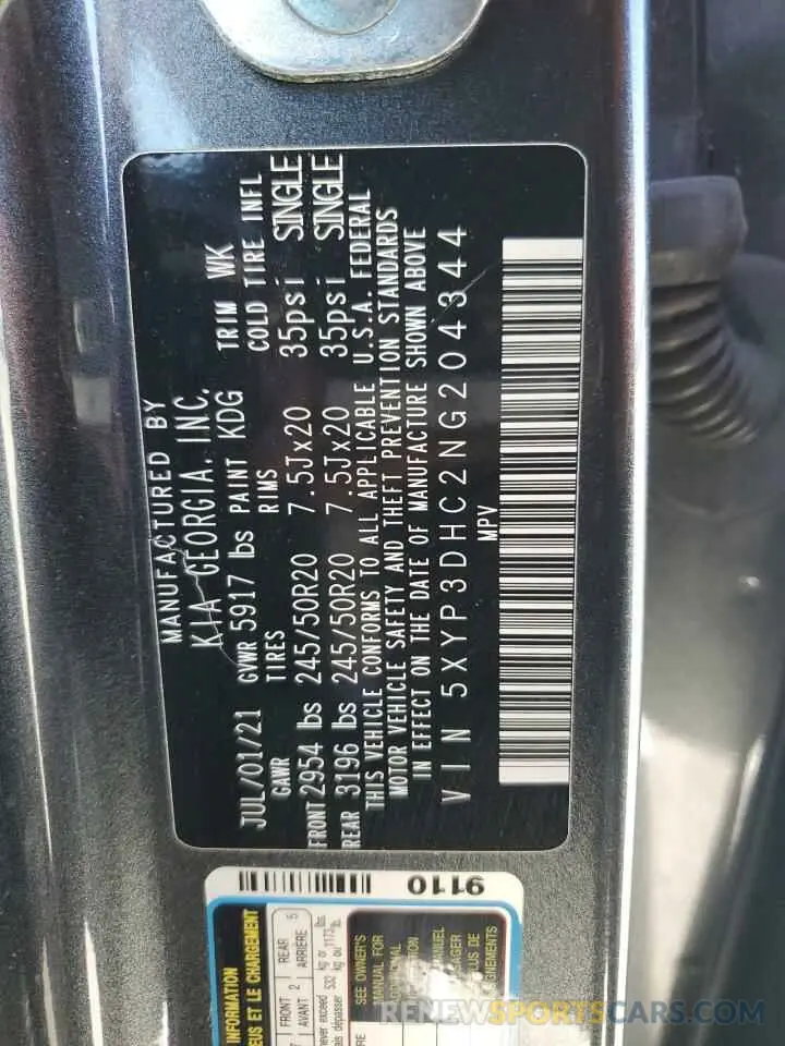 13 Photograph of a damaged car 5XYP3DHC2NG204344 KIA TELLURIDE 2022