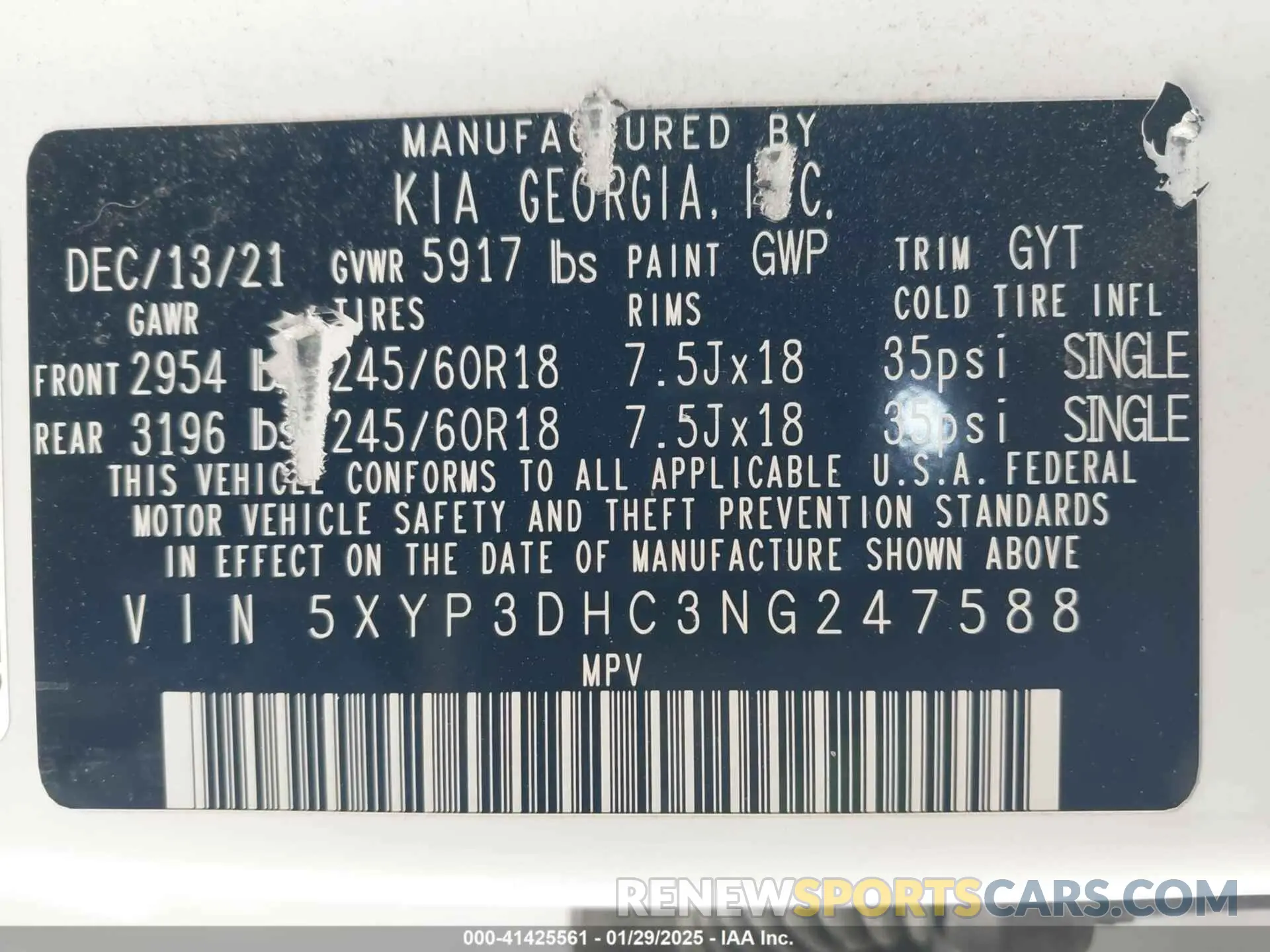 9 Photograph of a damaged car 5XYP3DHC3NG247588 KIA TELLURIDE 2022