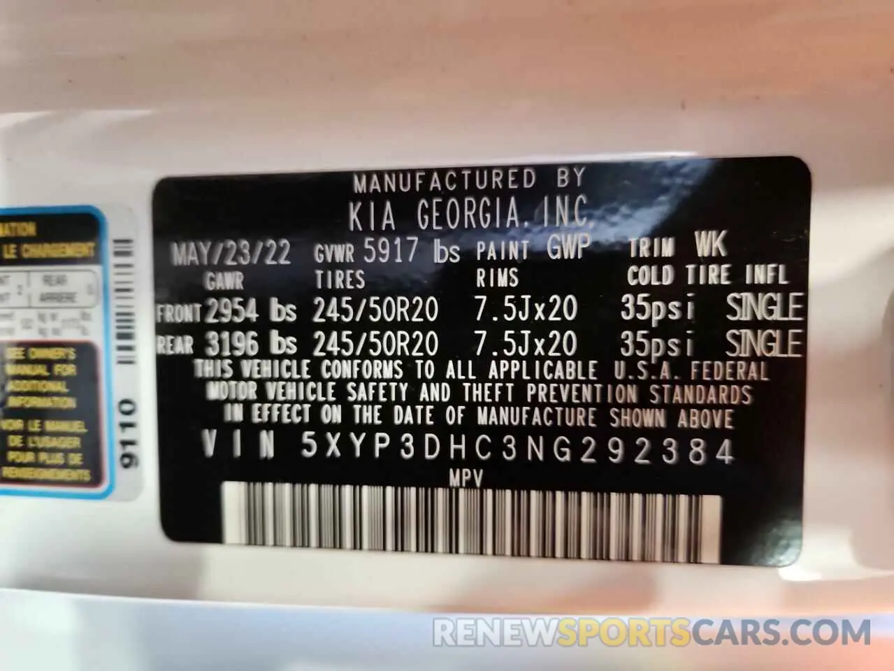 13 Photograph of a damaged car 5XYP3DHC3NG292384 KIA TELLURIDE 2022