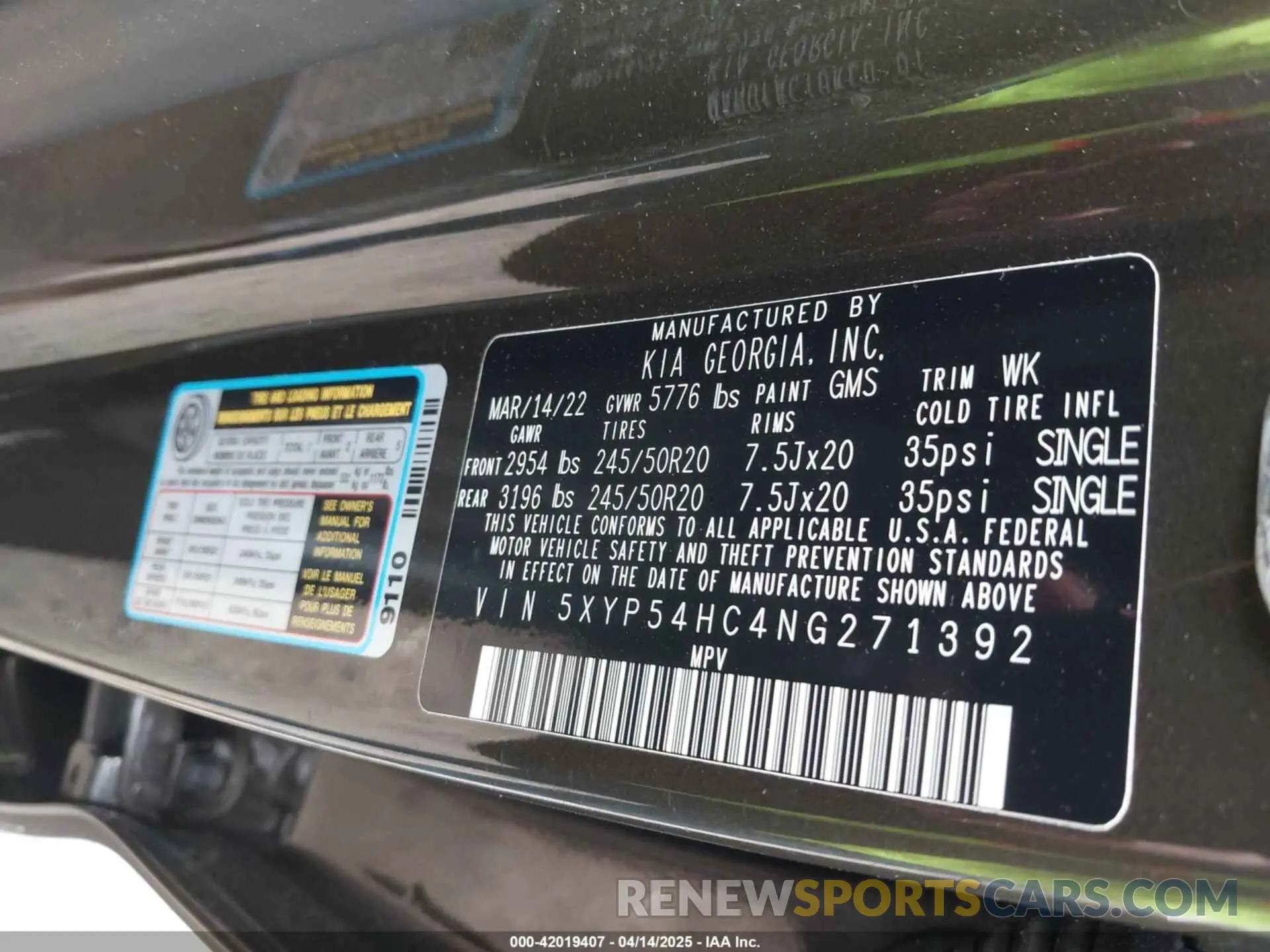 9 Photograph of a damaged car 5XYP54HC4NG271392 KIA TELLURIDE 2022
