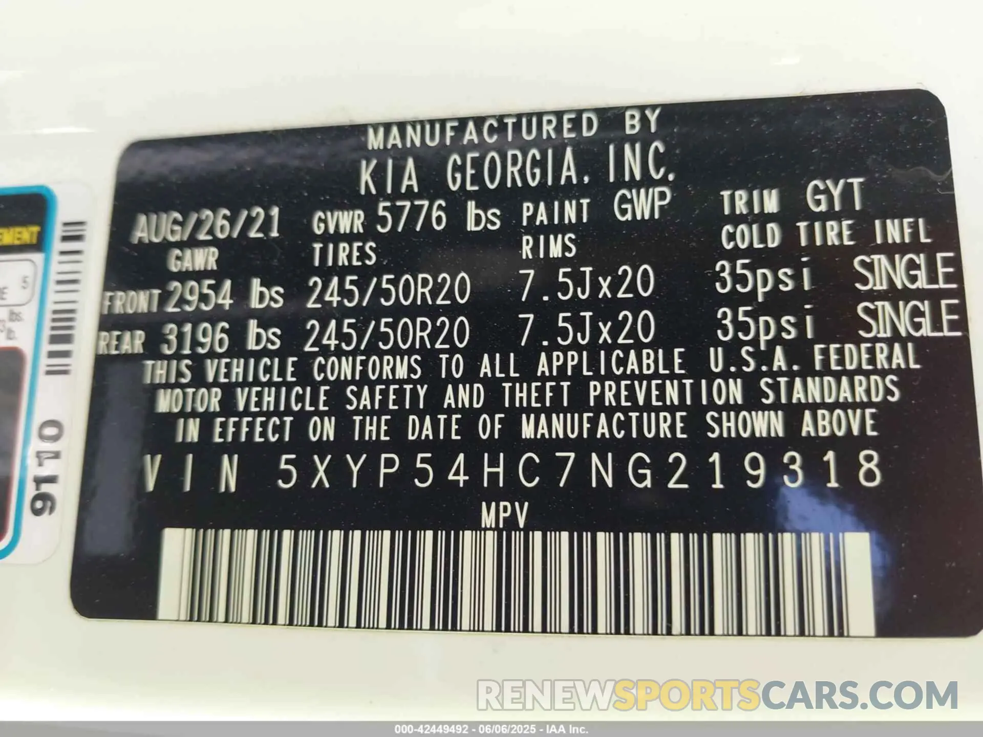 9 Photograph of a damaged car 5XYP54HC7NG219318 KIA TELLURIDE 2022