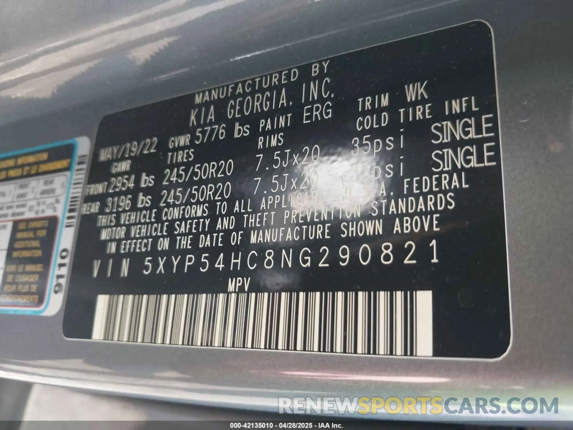 9 Photograph of a damaged car 5XYP54HC8NG290821 KIA TELLURIDE 2022