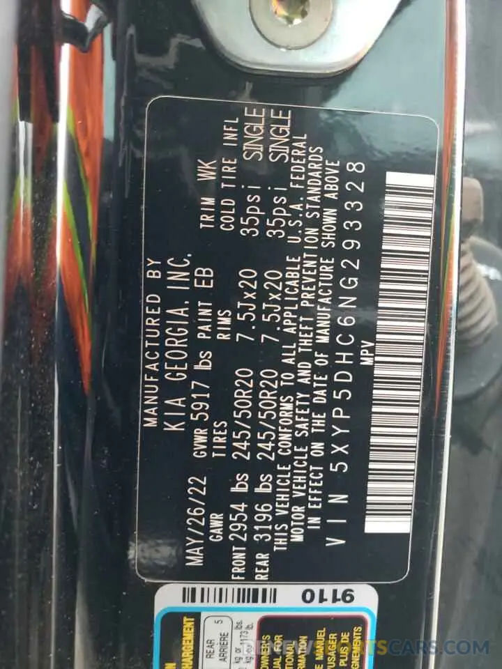 13 Photograph of a damaged car 5XYP5DHC6NG293328 KIA TELLURIDE 2022