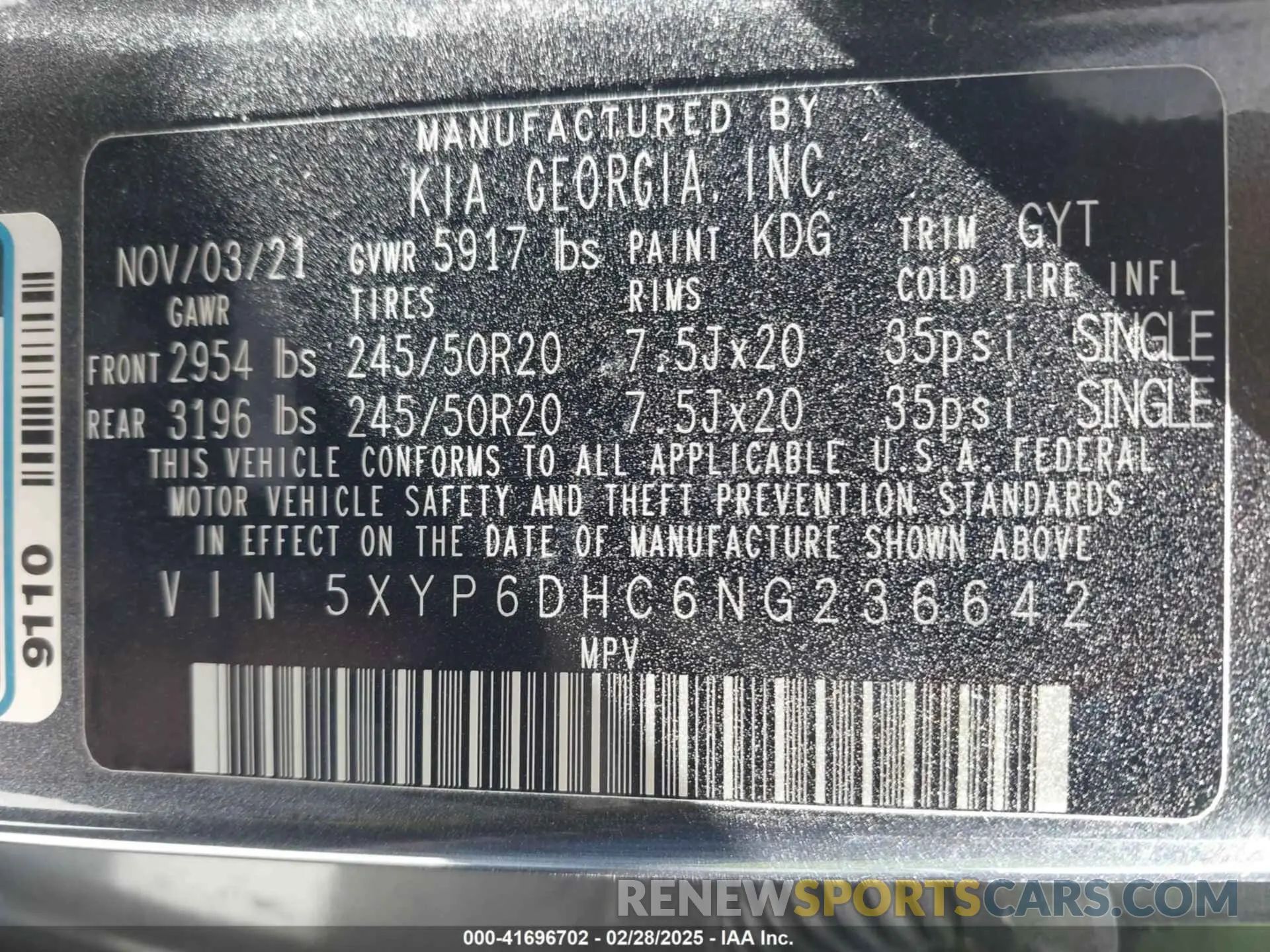 9 Photograph of a damaged car 5XYP6DHC6NG236642 KIA TELLURIDE 2022