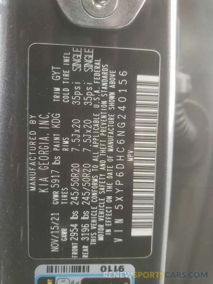 13 Photograph of a damaged car 5XYP6DHC6NG240156 KIA TELLURIDE 2022
