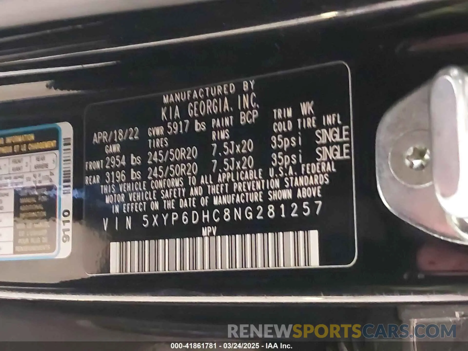 9 Photograph of a damaged car 5XYP6DHC8NG281257 KIA TELLURIDE 2022