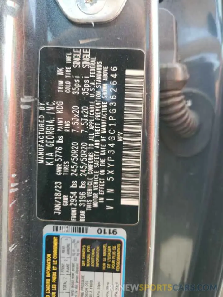 13 Photograph of a damaged car 5XYP34GC1PG362646 KIA TELLURIDE 2023