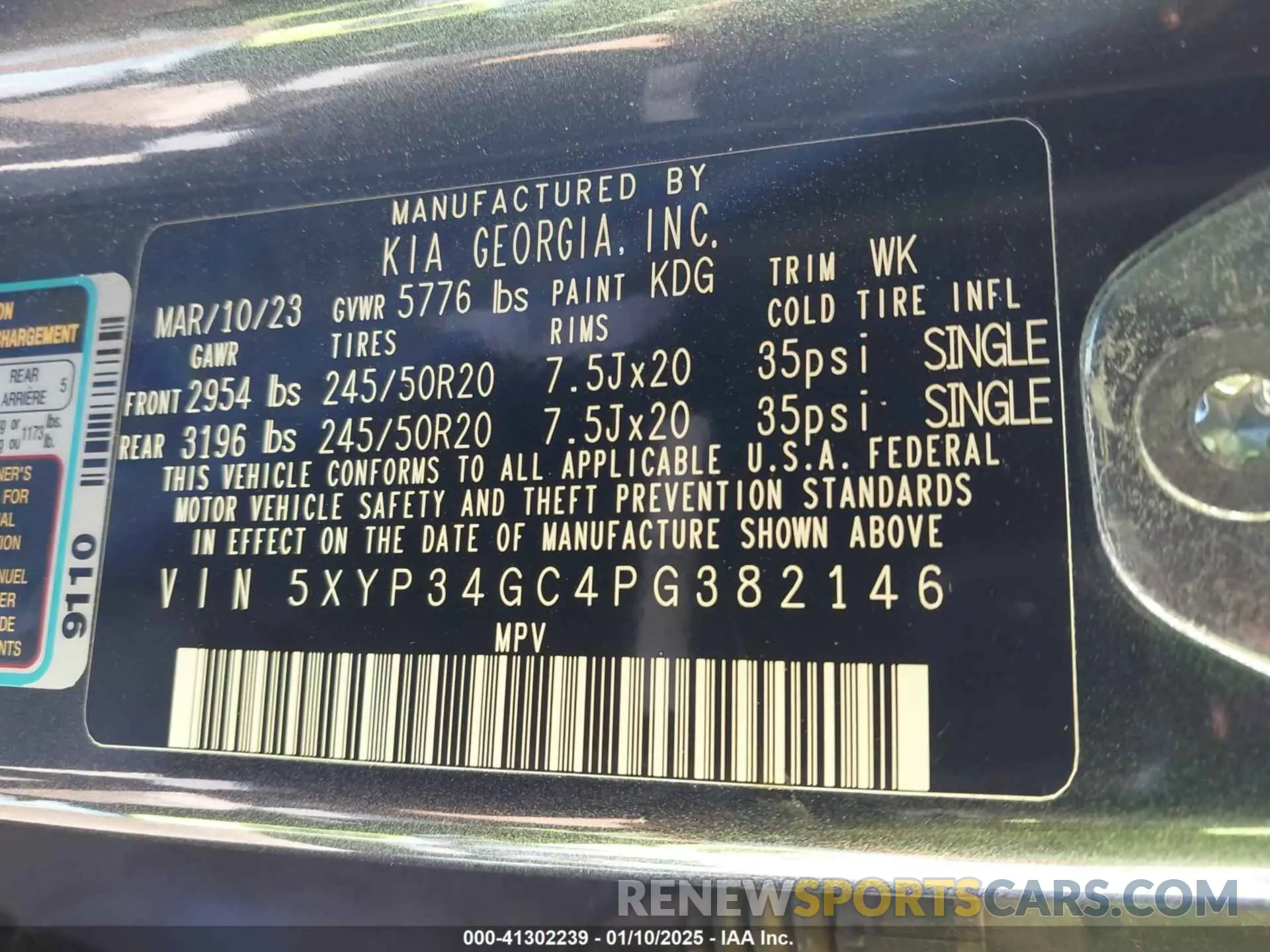 9 Photograph of a damaged car 5XYP34GC4PG382146 KIA TELLURIDE 2023