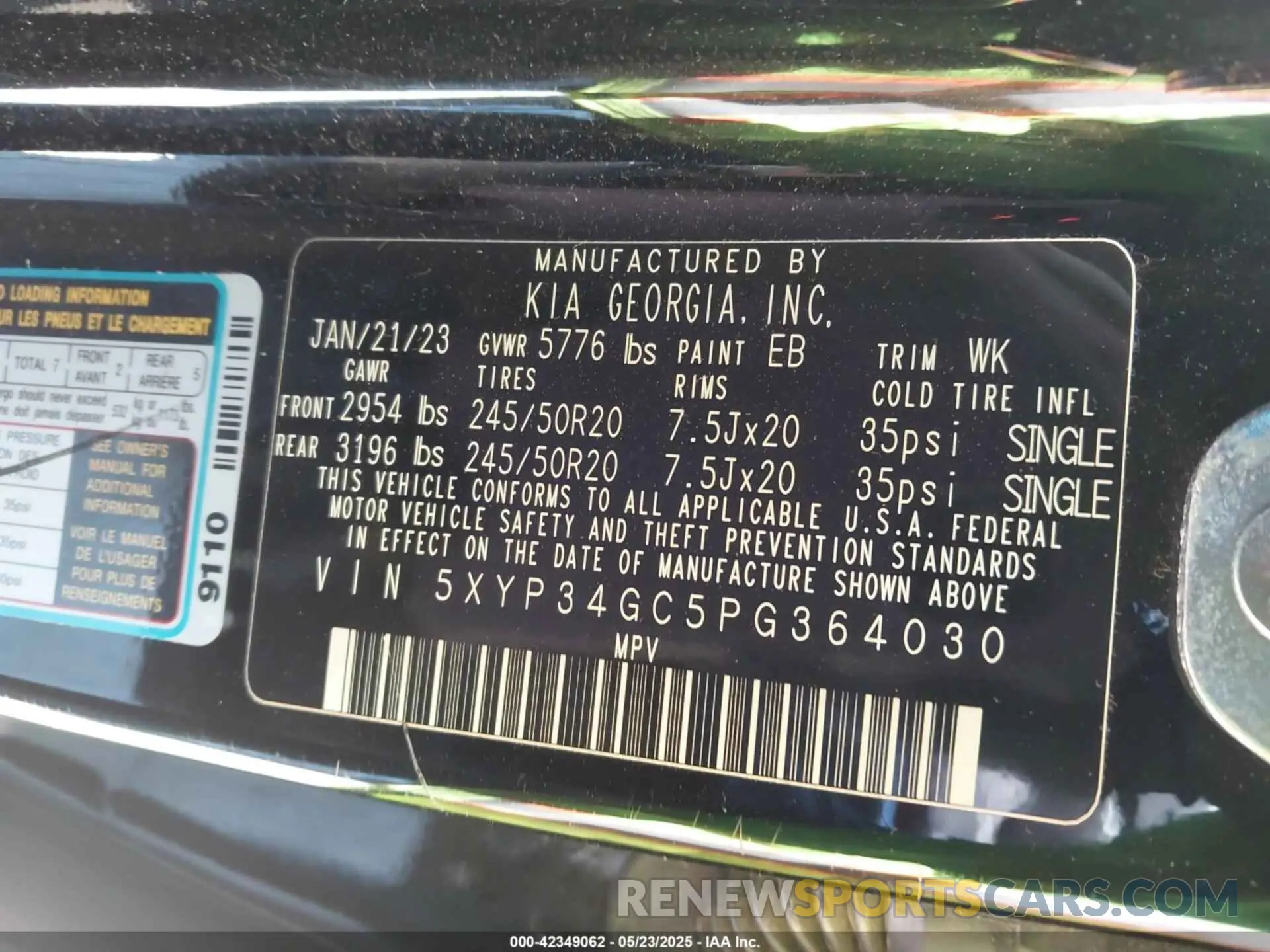 9 Photograph of a damaged car 5XYP34GC5PG364030 KIA TELLURIDE 2023