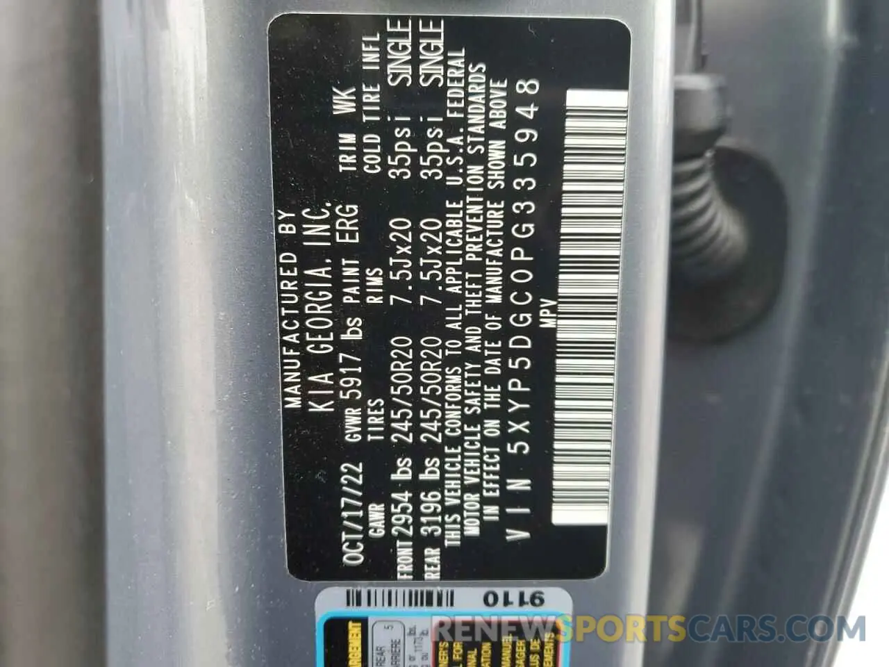 13 Photograph of a damaged car 5XYP5DGC0PG335948 KIA TELLURIDE 2023