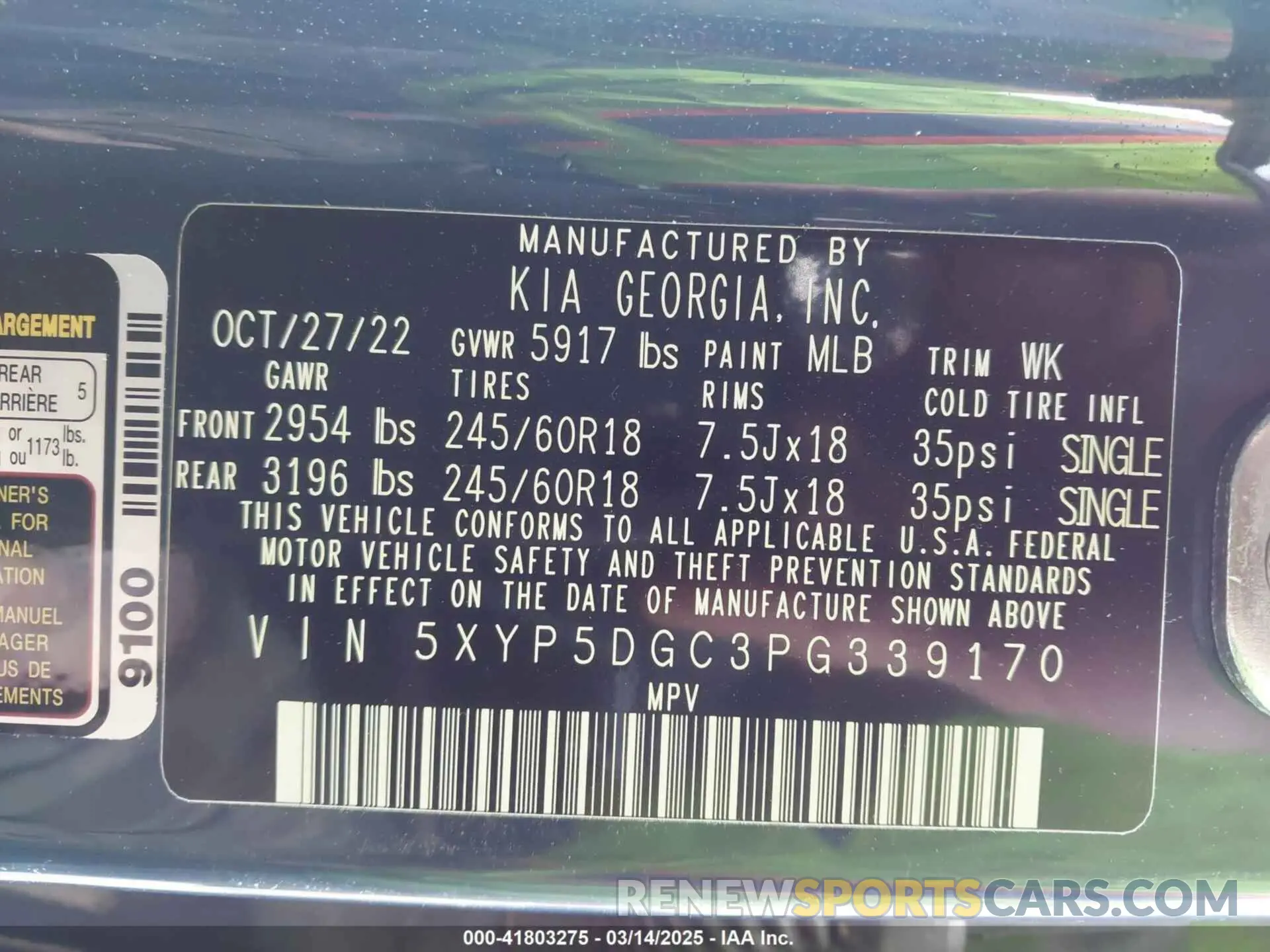 9 Photograph of a damaged car 5XYP5DGC3PG339170 KIA TELLURIDE 2023