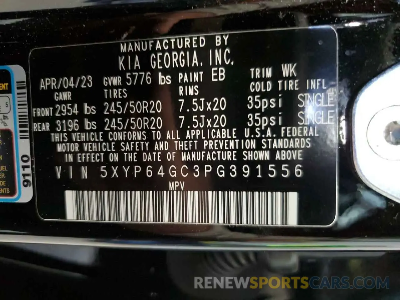 13 Photograph of a damaged car 5XYP64GC3PG391556 KIA TELLURIDE 2023