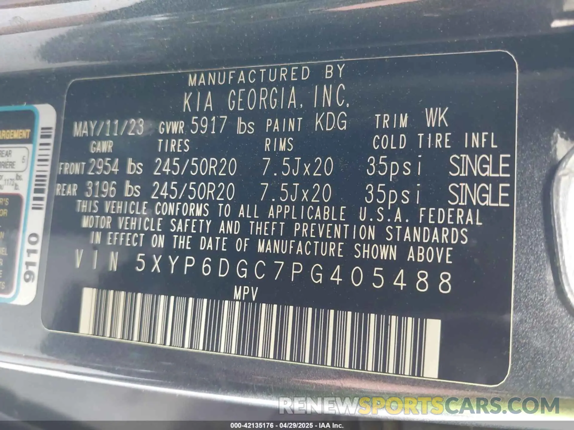 9 Photograph of a damaged car 5XYP6DGC7PG405488 KIA TELLURIDE 2023