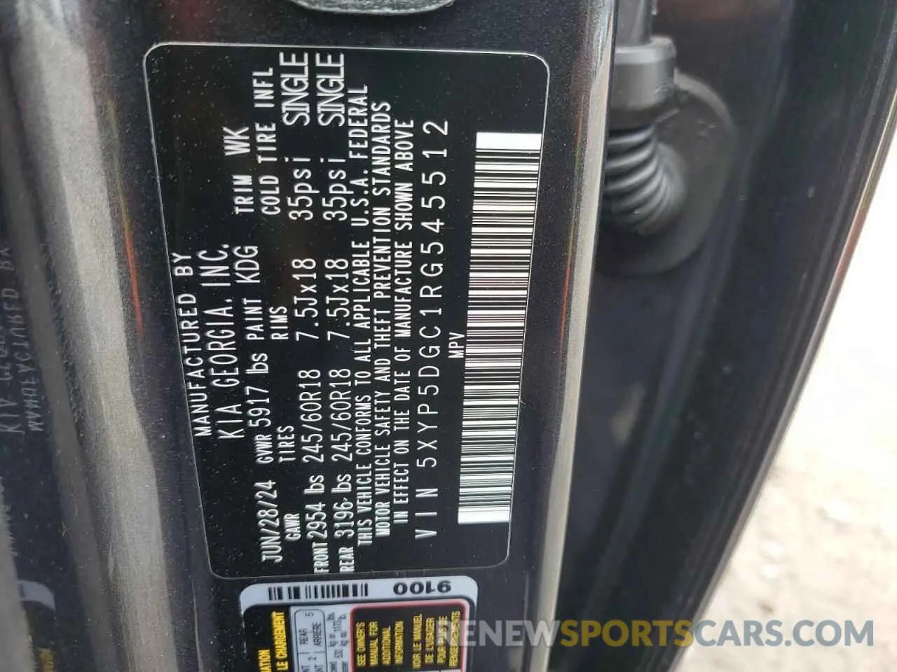 13 Photograph of a damaged car 5XYP5DGC1RG545512 KIA TELLURIDE 2024
