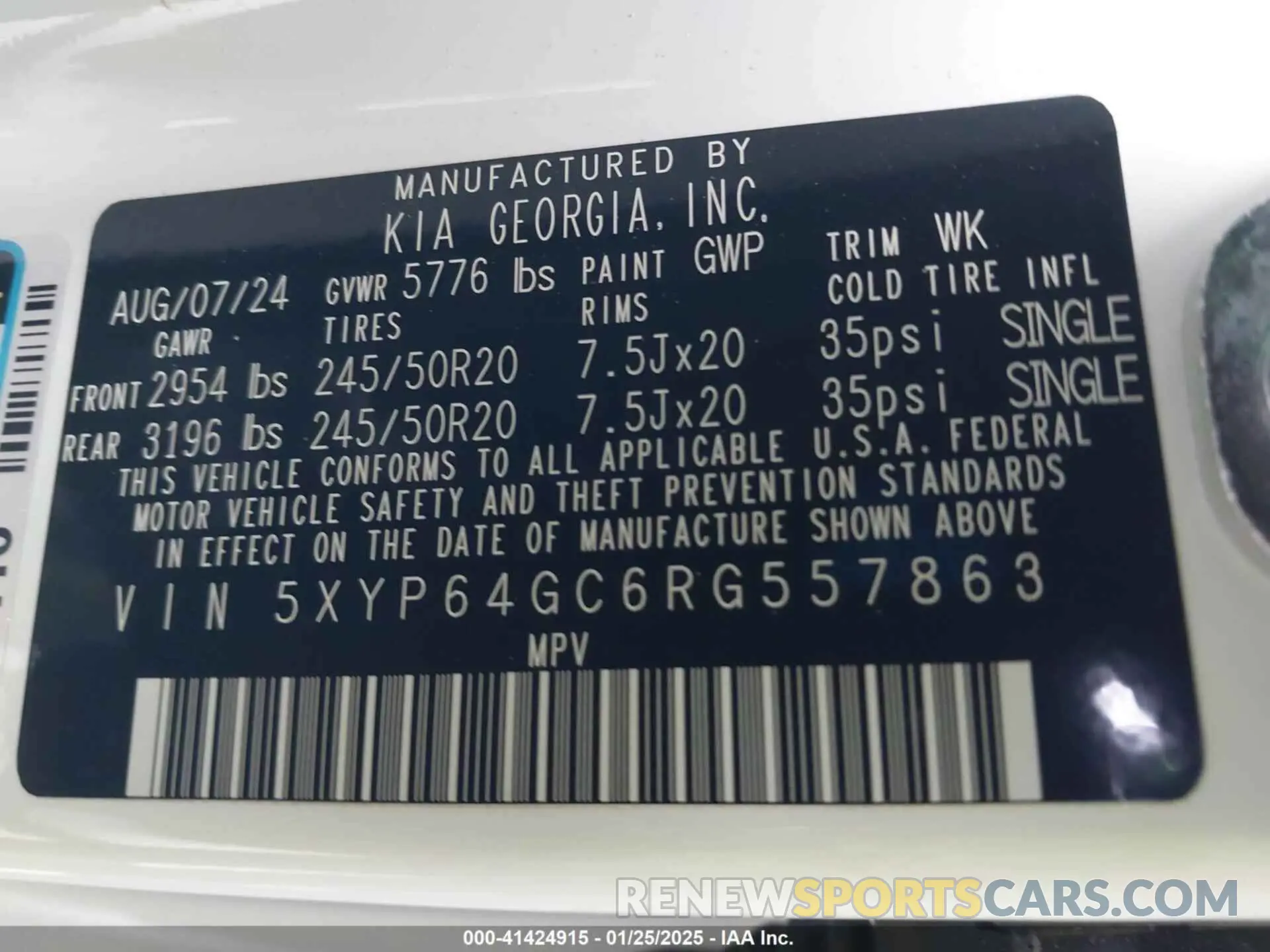 9 Photograph of a damaged car 5XYP64GC6RG557863 KIA TELLURIDE 2024