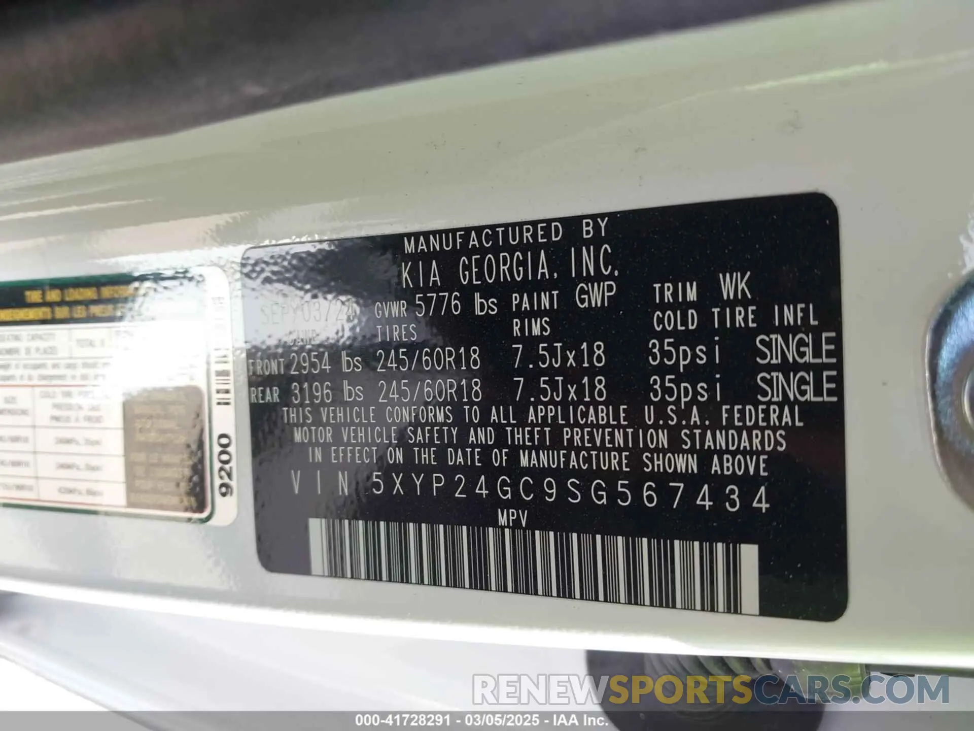 9 Photograph of a damaged car 5XYP24GC9SG567434 KIA TELLURIDE 2025
