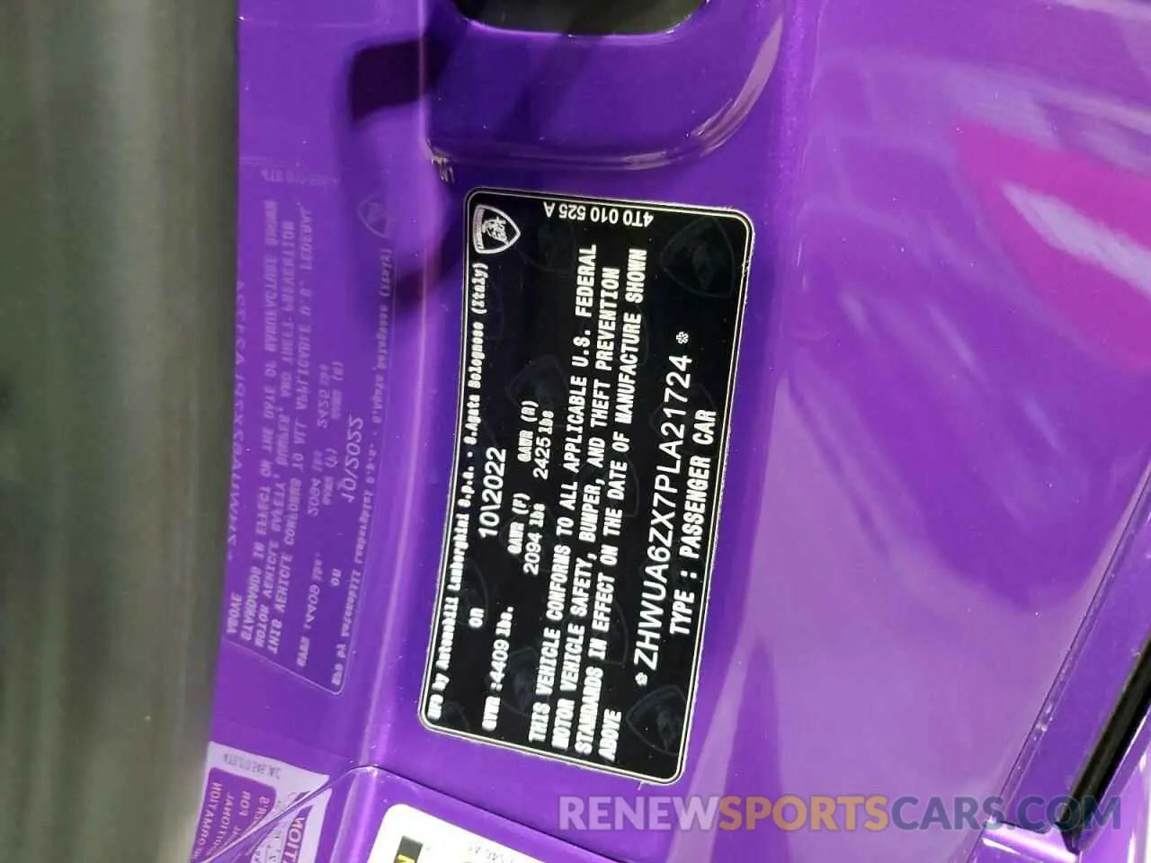 20 Photograph of a damaged car ZHWUA6ZX7PLA21724 LAMBORGHINI HURACAN ST 2023