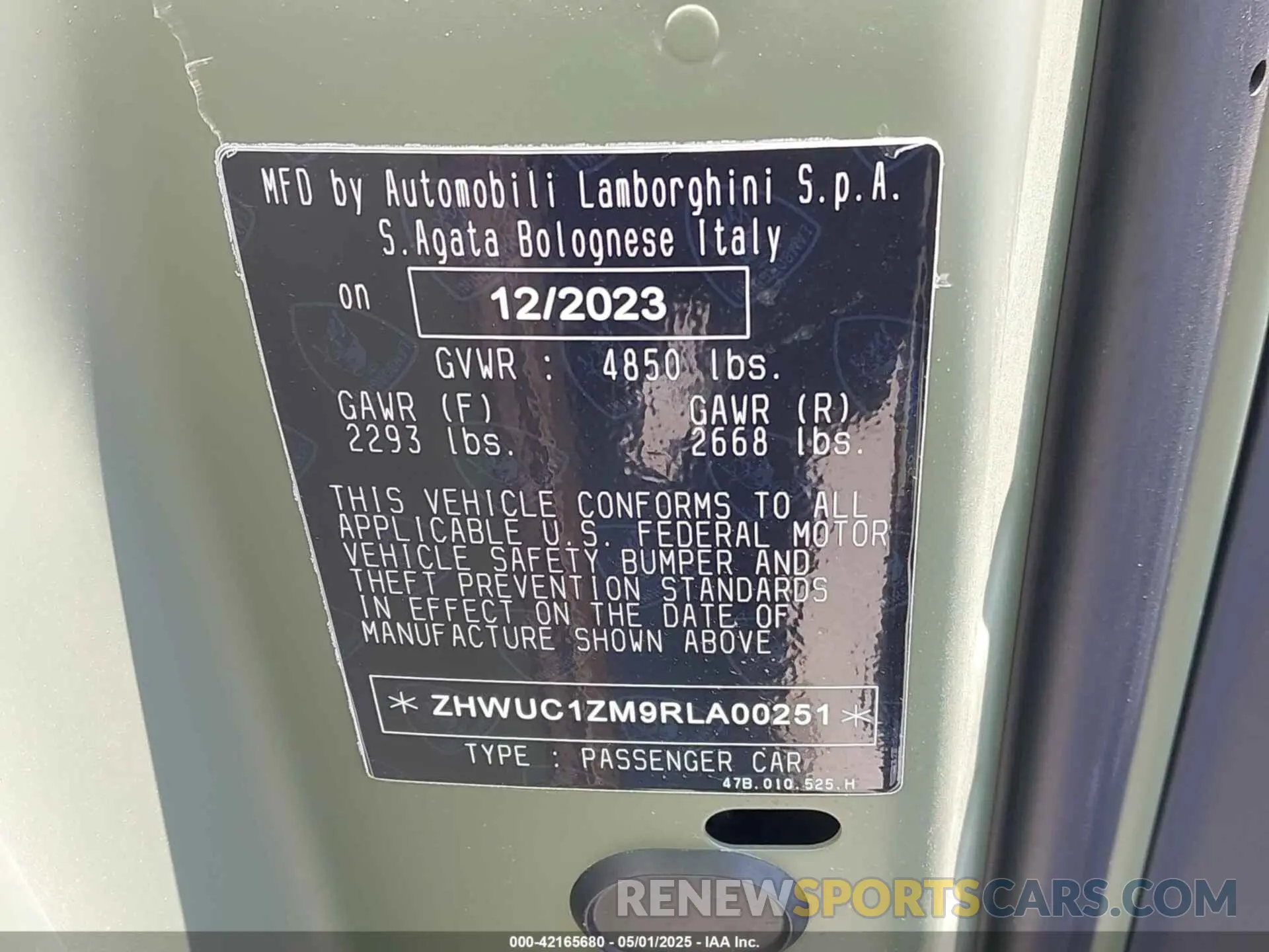 9 Photograph of a damaged car ZHWUC1ZM9RLA00251 LAMBORGHINI REVUELTO 2024