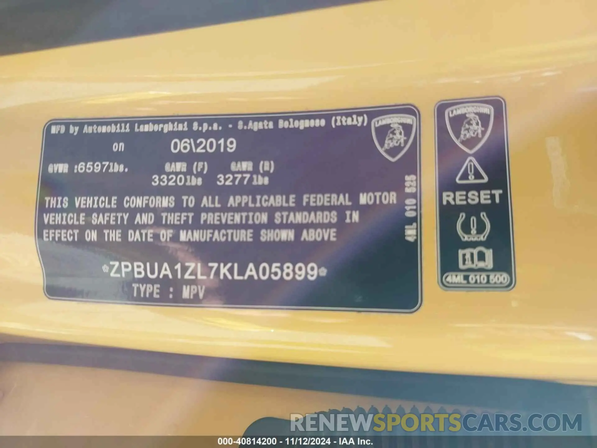 9 Photograph of a damaged car ZPBUA1ZL7KLA05899 LAMBORGHINI URUS 2019