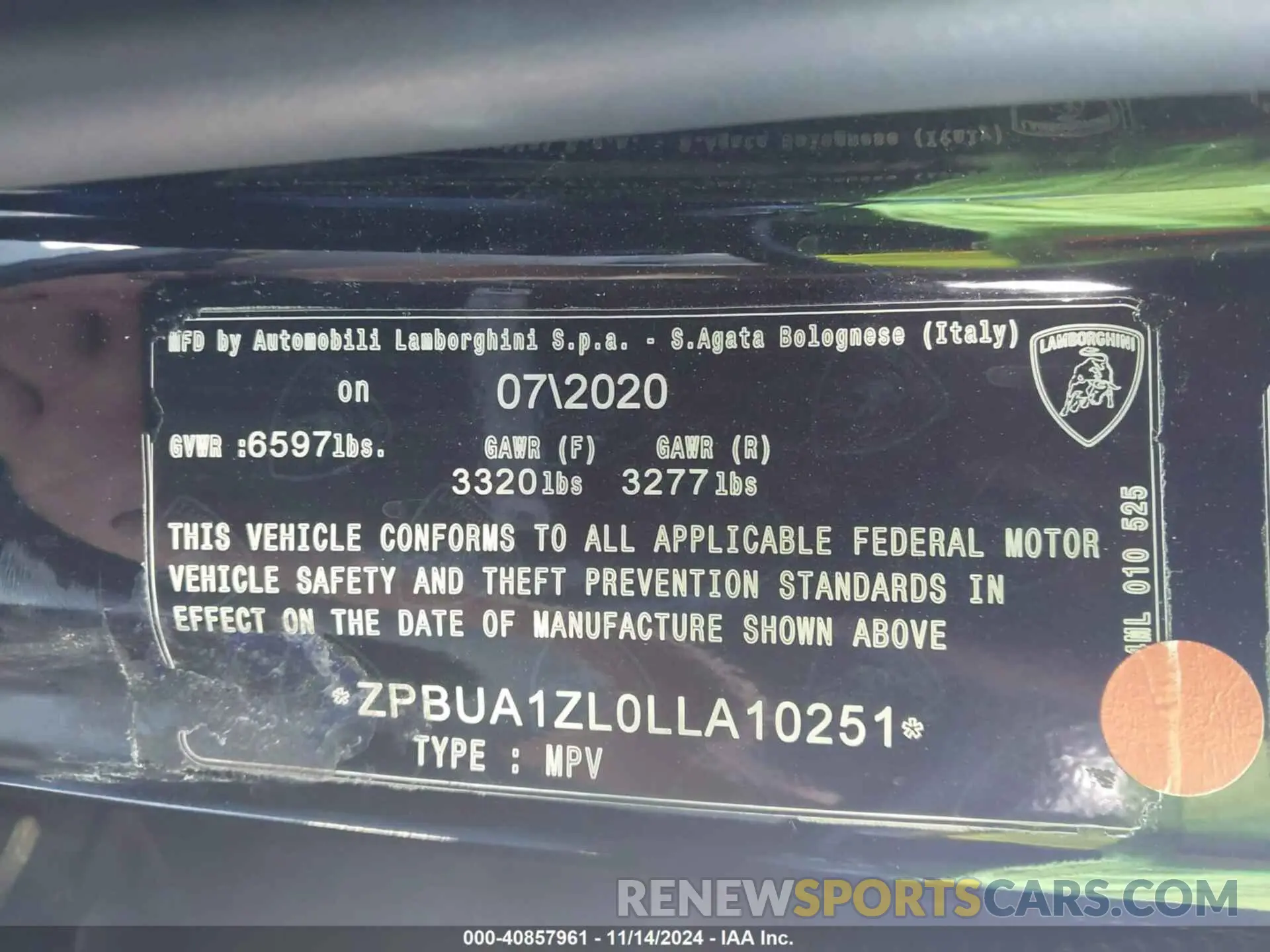 9 Photograph of a damaged car ZPBUA1ZL0LLA10251 LAMBORGHINI URUS 2020