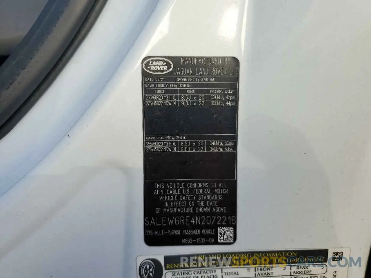 14 Photograph of a damaged car SALEW6RE4N2072216 LAND ROVER ALL OTHER 2022