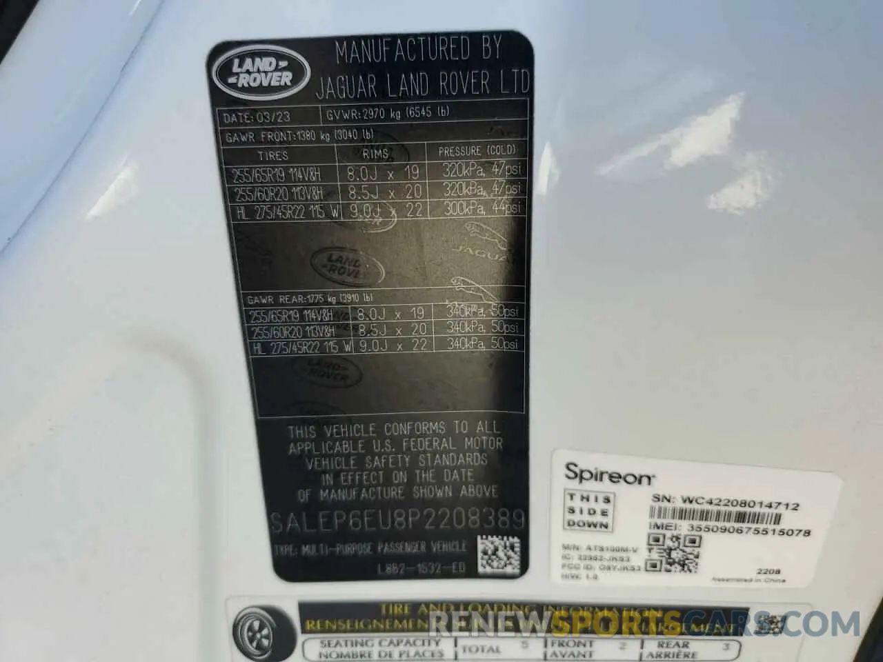13 Photograph of a damaged car SALEP6EU8P2208389 LAND ROVER ALL OTHER 2023