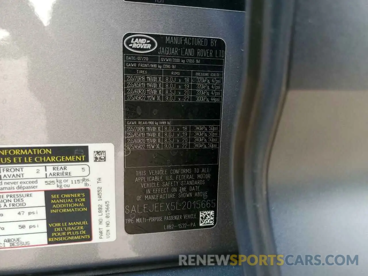 14 Photograph of a damaged car SALEJEEX5L2015665 LAND ROVER DEFENDER 2020