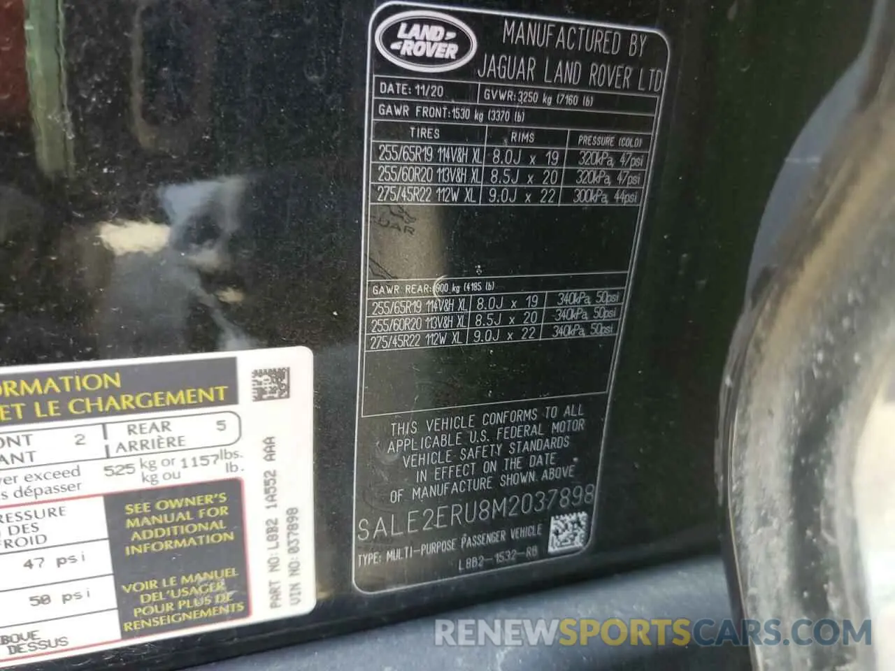 14 Photograph of a damaged car SALE2ERU8M2037898 LAND ROVER DEFENDER 2021