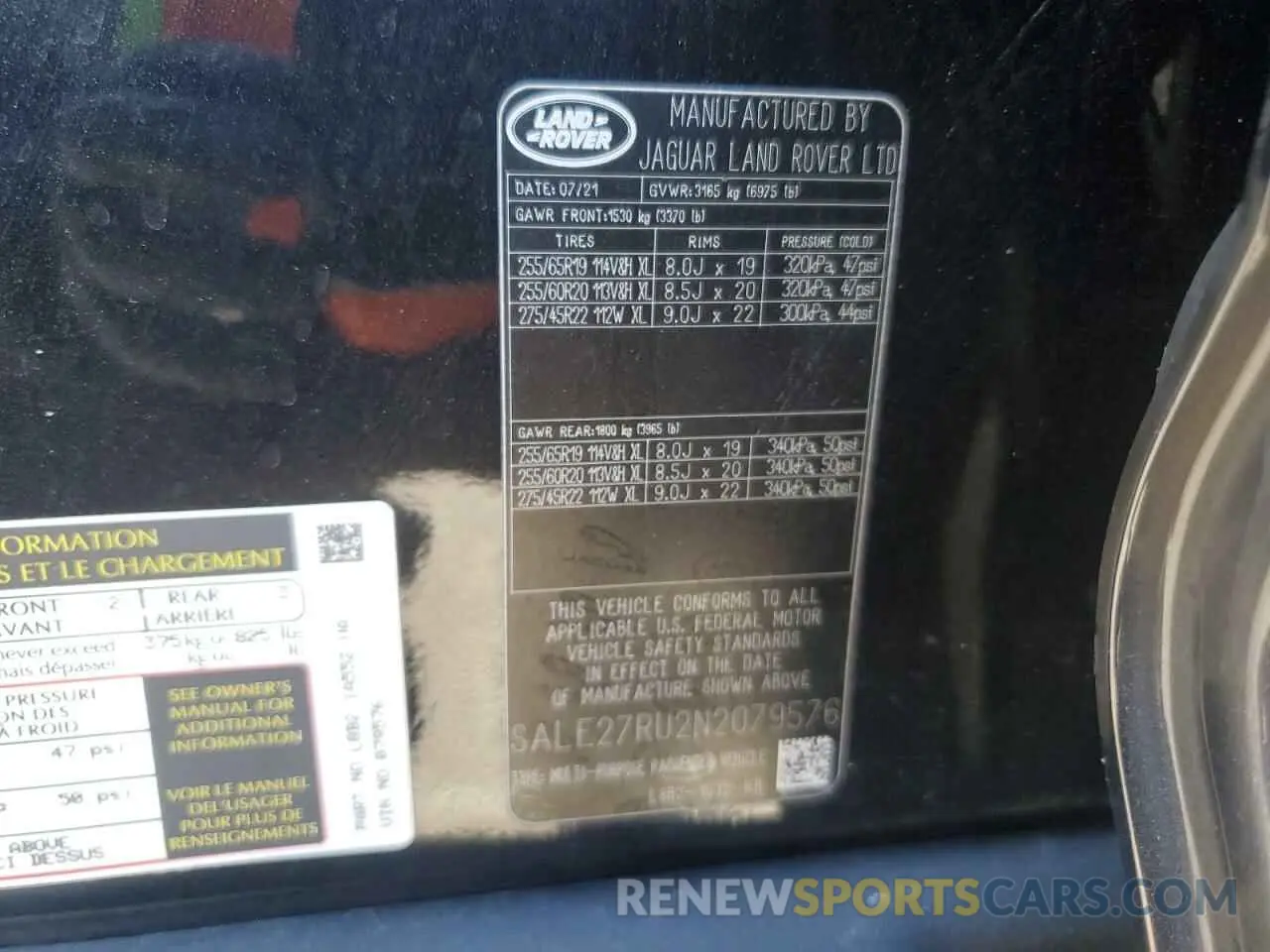 16 Photograph of a damaged car SALE27RU2N2079576 LAND ROVER DEFENDER 2022