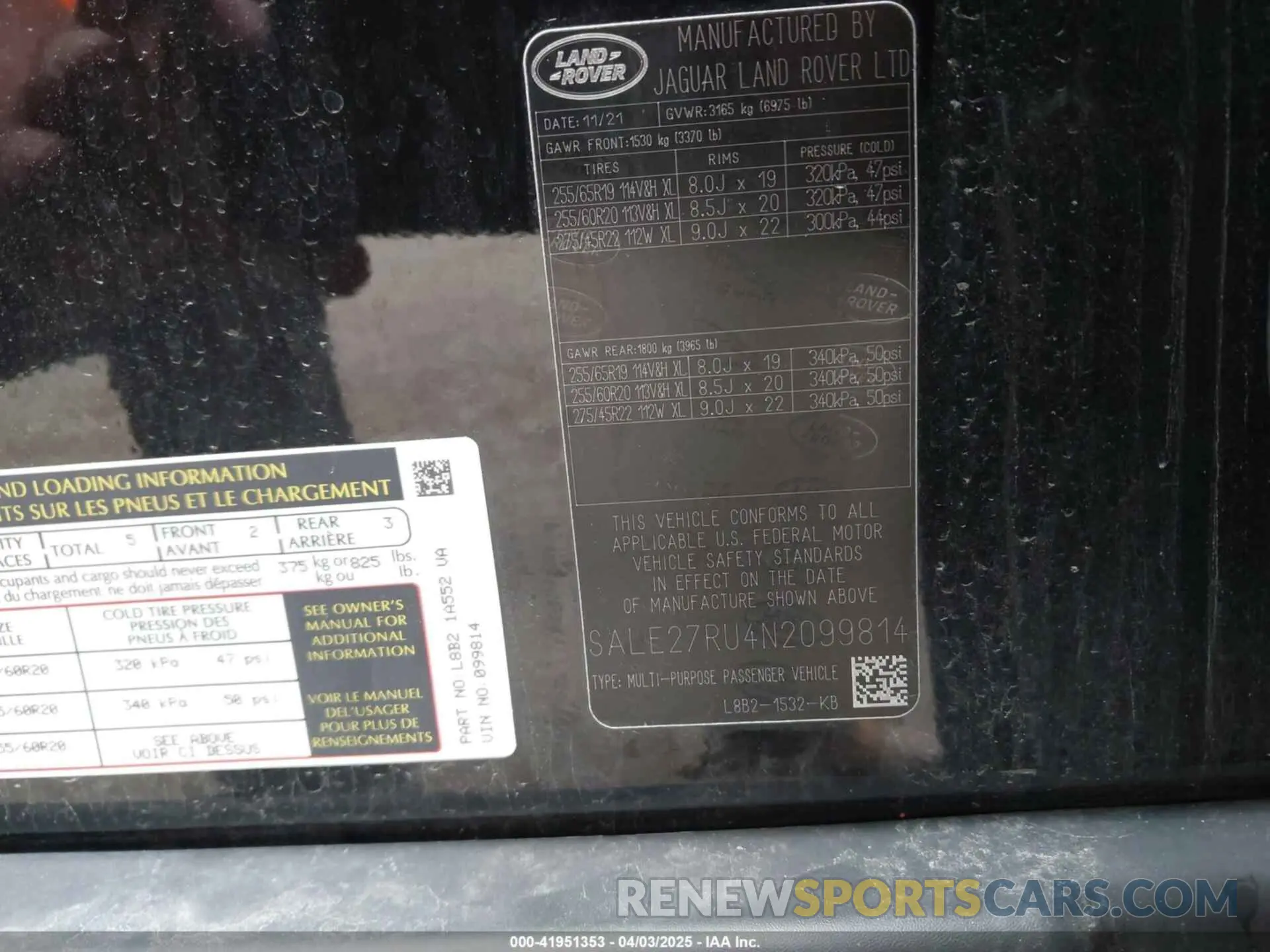 9 Photograph of a damaged car SALE27RU4N2099814 LAND ROVER DEFENDER 2022