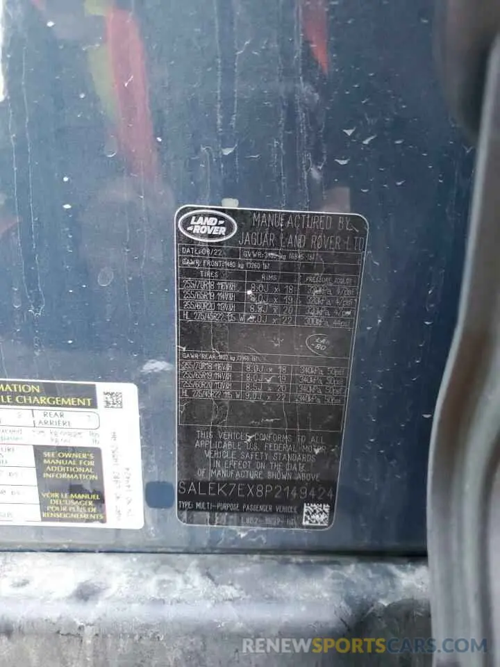 13 Photograph of a damaged car SALEK7EX8P2149424 LAND ROVER DEFENDER 2023