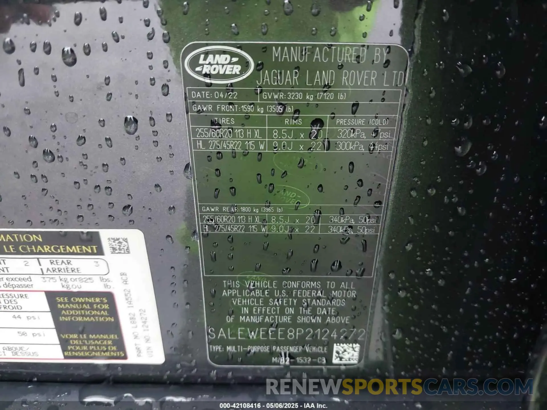 9 Photograph of a damaged car SALEWEEE8P2124272 LAND ROVER DEFENDER 2023