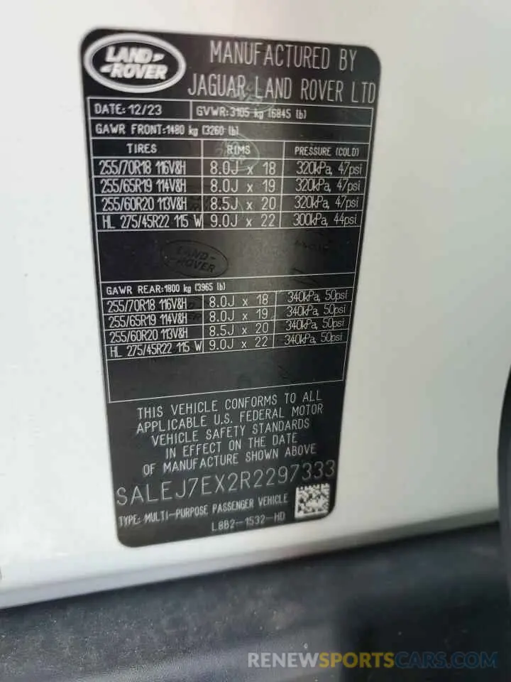 13 Photograph of a damaged car SALEJ7EX2R2297333 LAND ROVER DEFENDER 2024