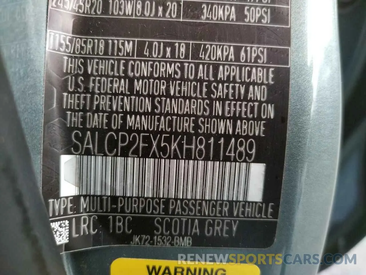 13 Photograph of a damaged car SALCP2FX5KH811489 LAND ROVER DISCOVERY 2019