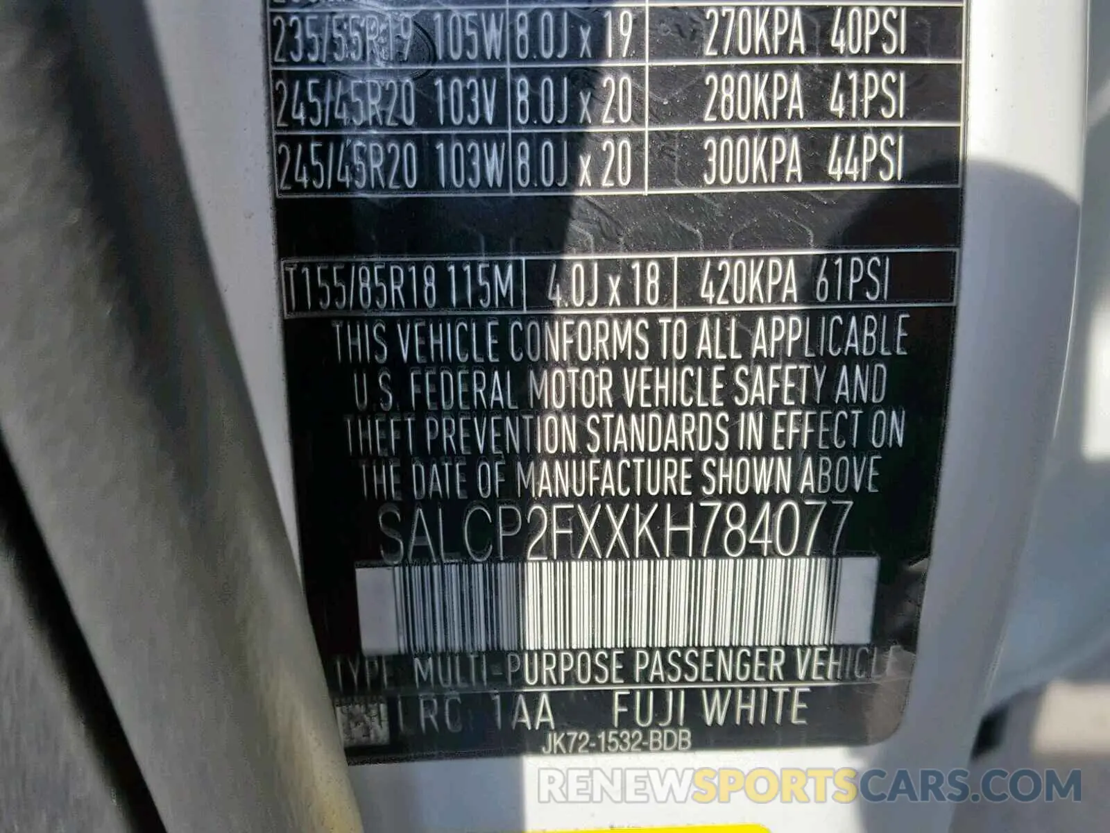 10 Photograph of a damaged car SALCP2FXXKH784077 LAND ROVER DISCOVERY 2019