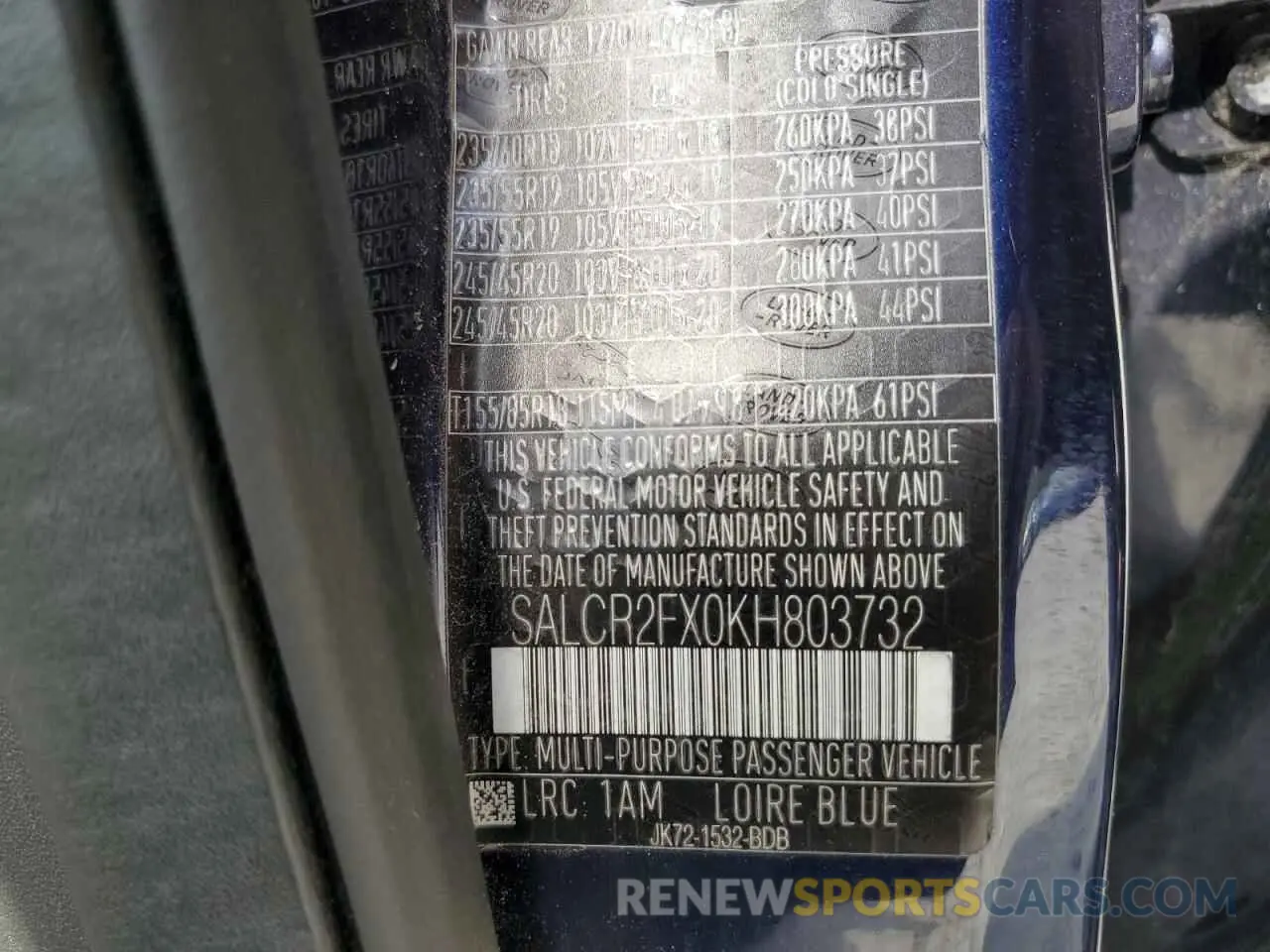 13 Photograph of a damaged car SALCR2FX0KH803732 LAND ROVER DISCOVERY 2019